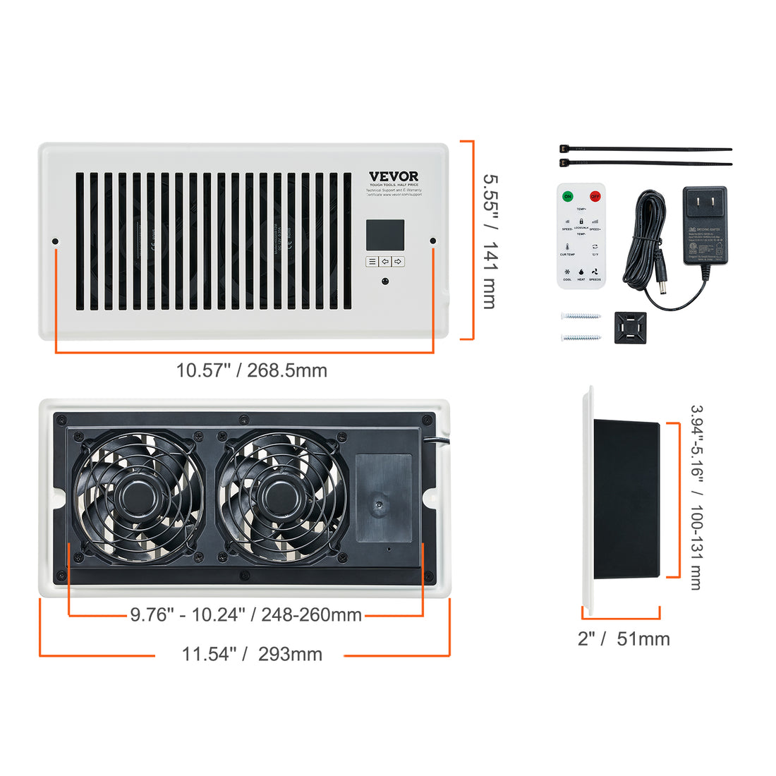 VEVOR Register Booster Fan – Remote & Thermostat Controlled