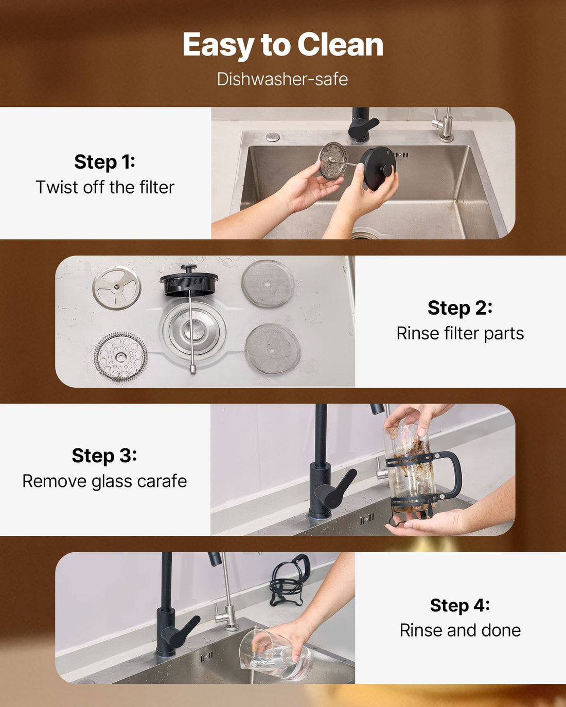 French Press Coffee Maker 34 Oz Borosilicate Glass Coffee Tea Press Silver