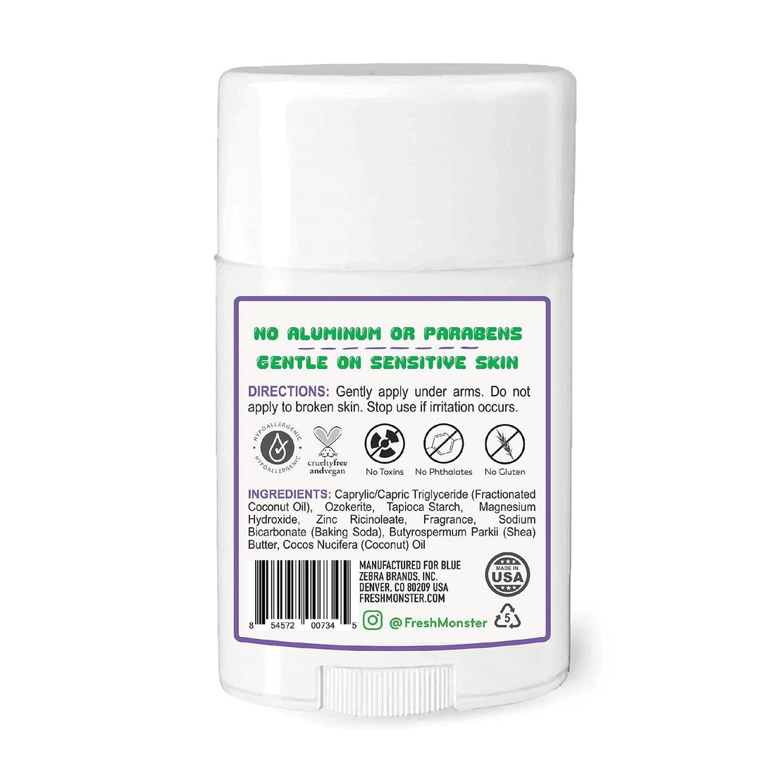Fresh Monster Natural Deodorant for Kids & Teens I Mom's Choice Gold Award Winner | Aluminum-Free, Paraben-Free, Hypoallergenic I 24-Hour Protection I Beach Gummy Burst Scent I 1.76 oz