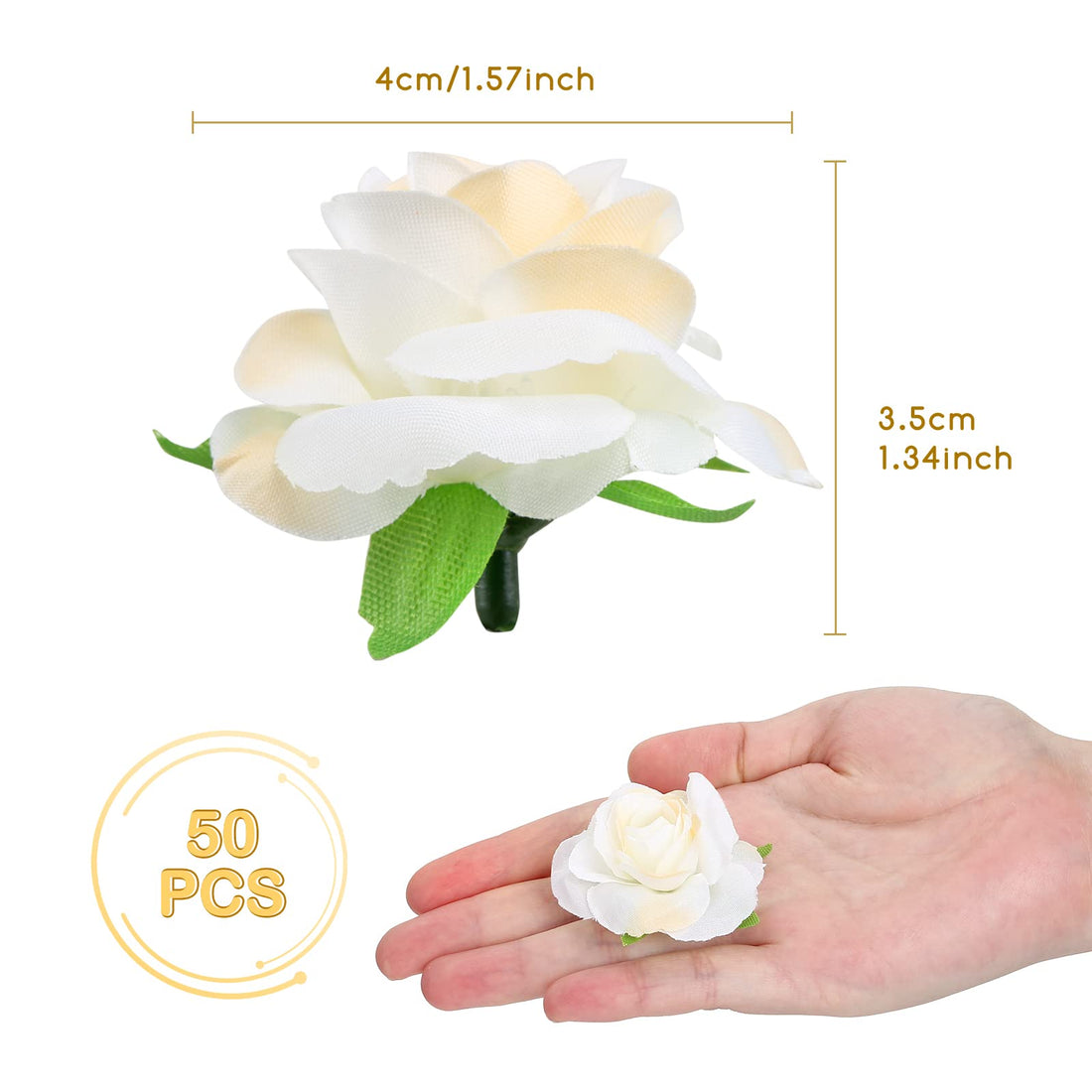 Kesoto 50pcs Red Roses Buds Artificial Flowers Bulk