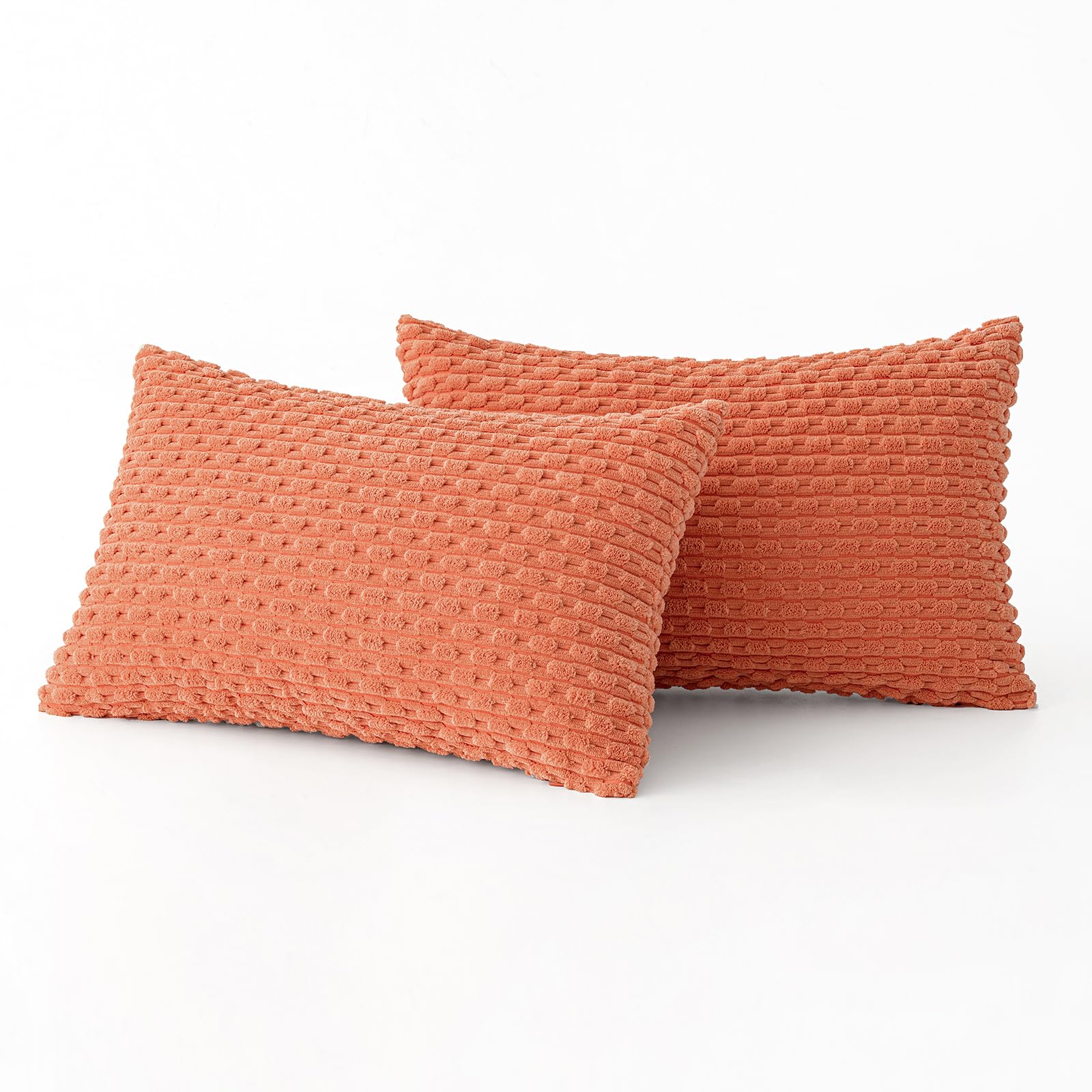MIULEE Rust Throw Pillow Covers Soft Corduroy Decorative Set of 2