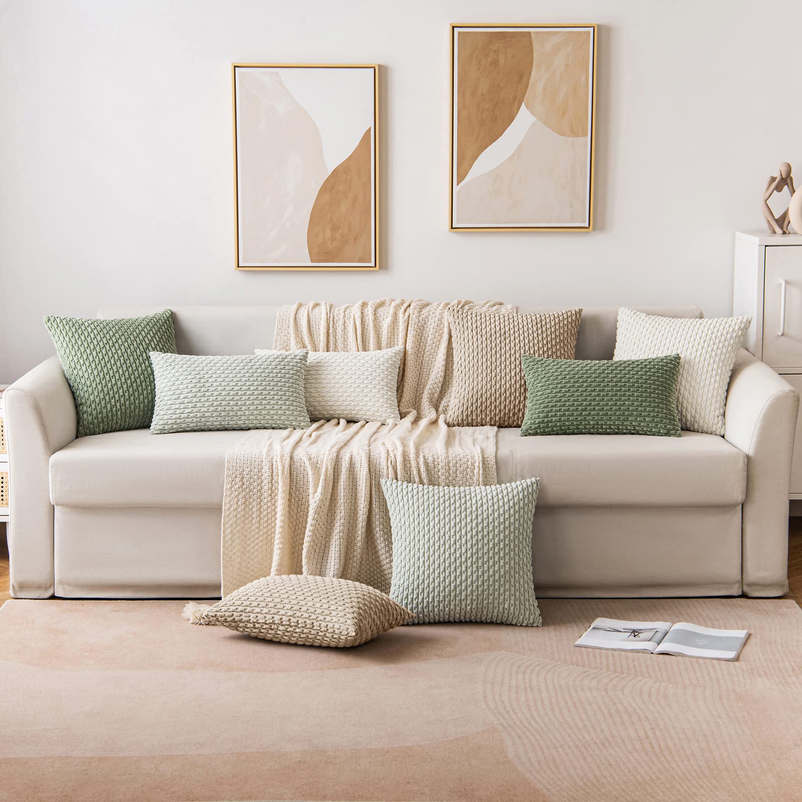 MIULEE Rust Throw Pillow Covers Soft Corduroy Decorative Set of 2