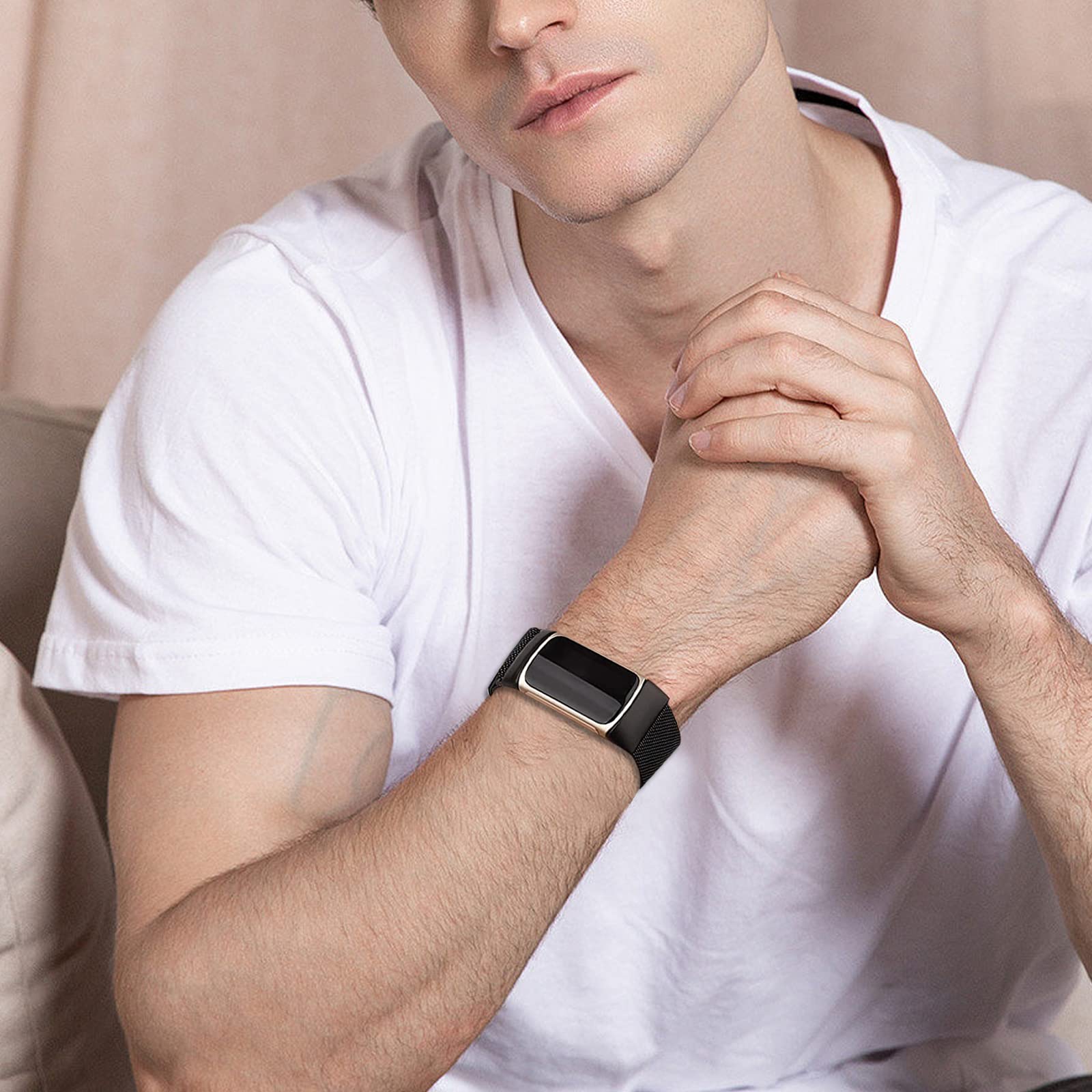 Surundo Fitbit  Metal Mesh Milanese Loop Adjustable Strap