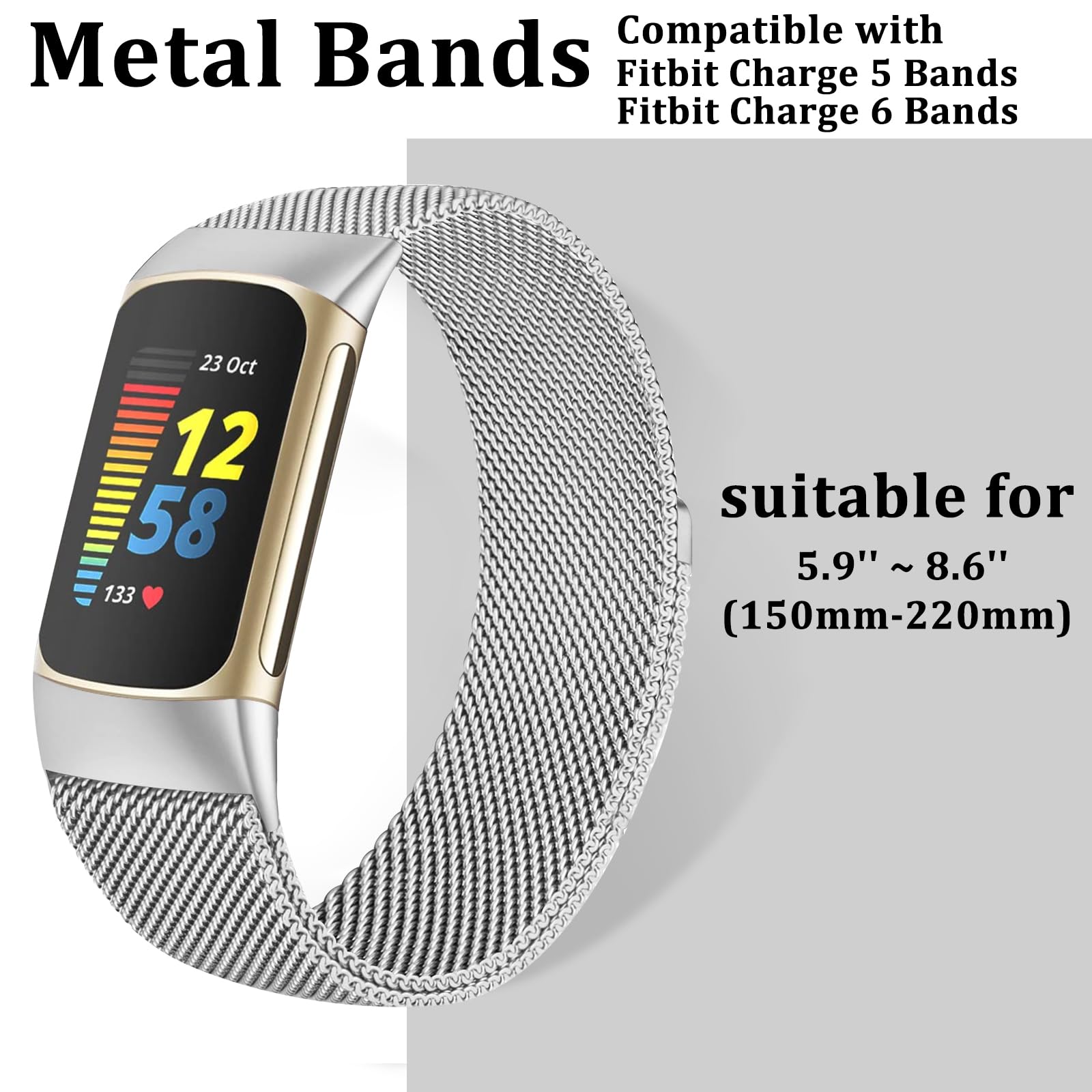 Surundo Fitbit  Metal Mesh Milanese Loop Adjustable Strap