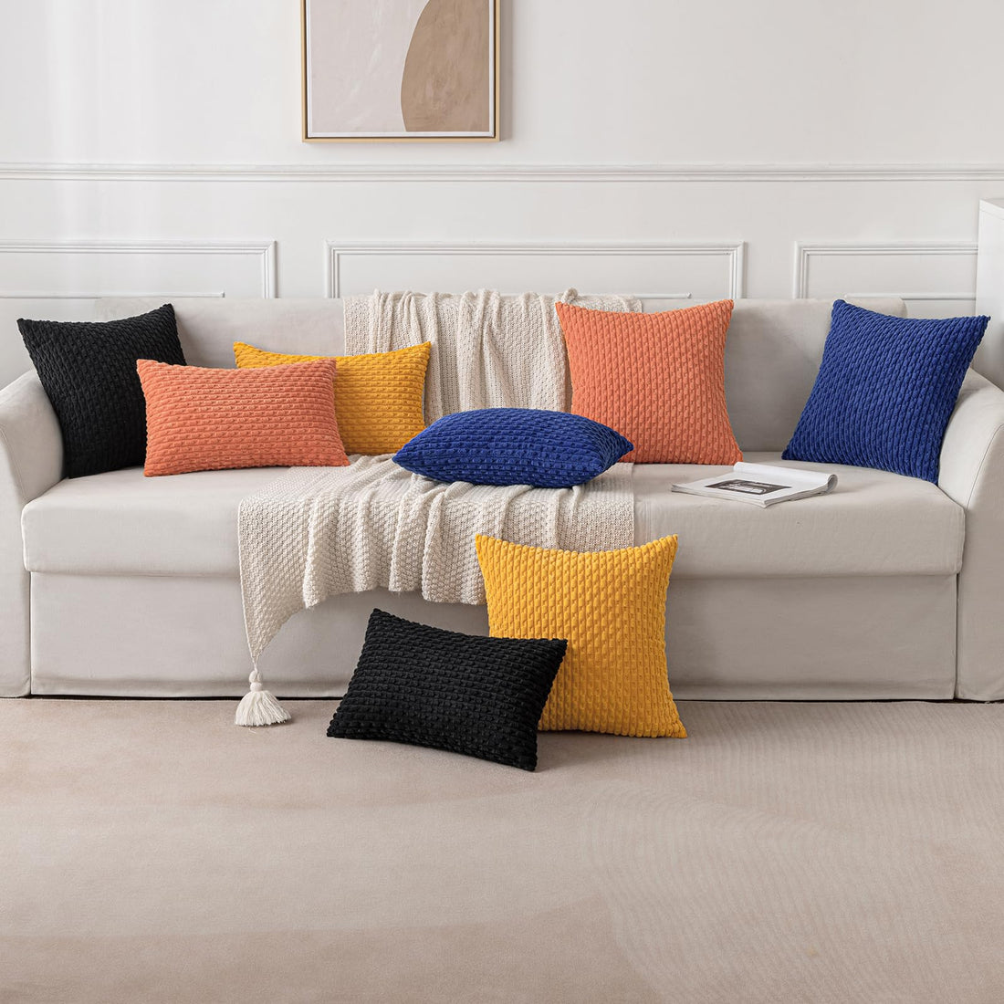 MIULEE Rust Throw Pillow Covers Soft Corduroy Decorative Set of 2