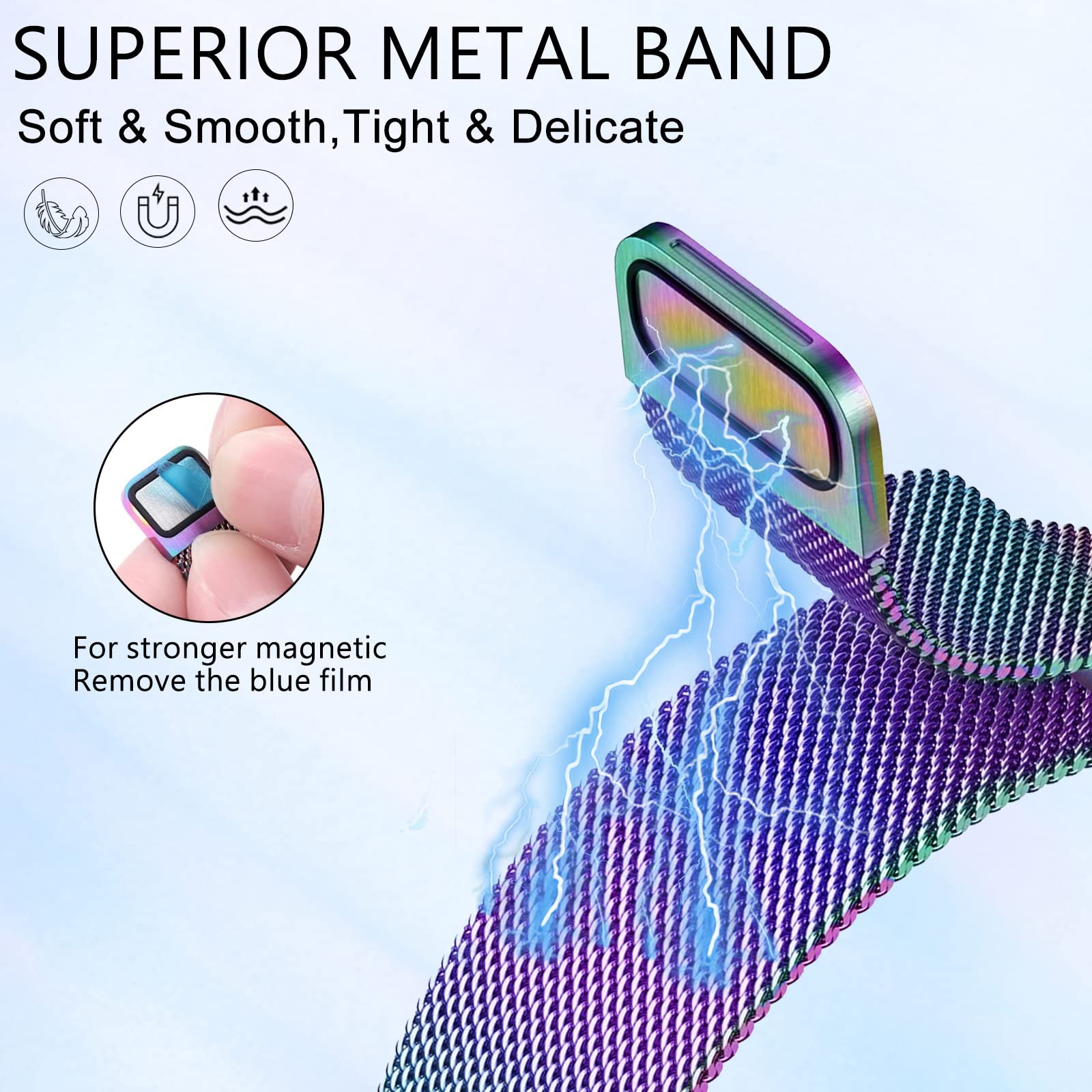 Surundo Fitbit  Metal Mesh Milanese Loop Adjustable Strap