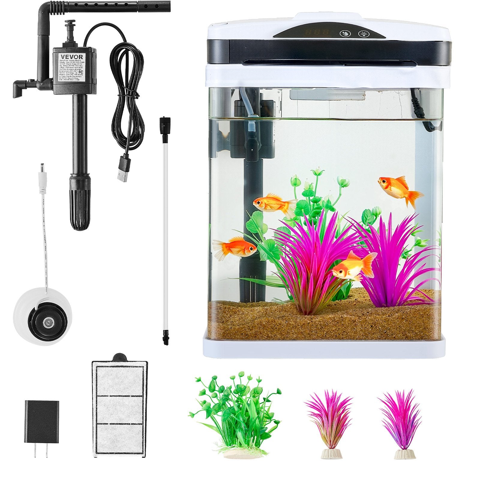 2-Gallon LED Smart Square Fish Tank
