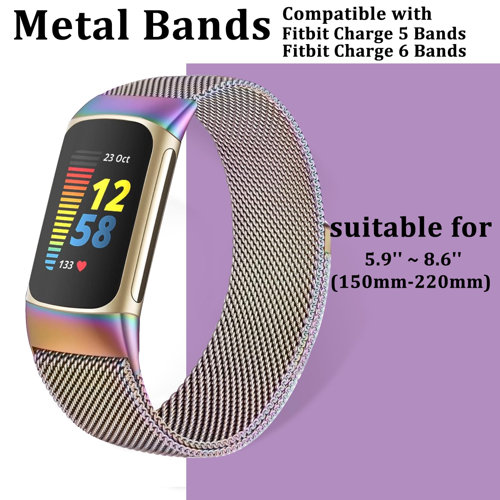 Surundo Fitbit  Metal Mesh Milanese Loop Adjustable Strap