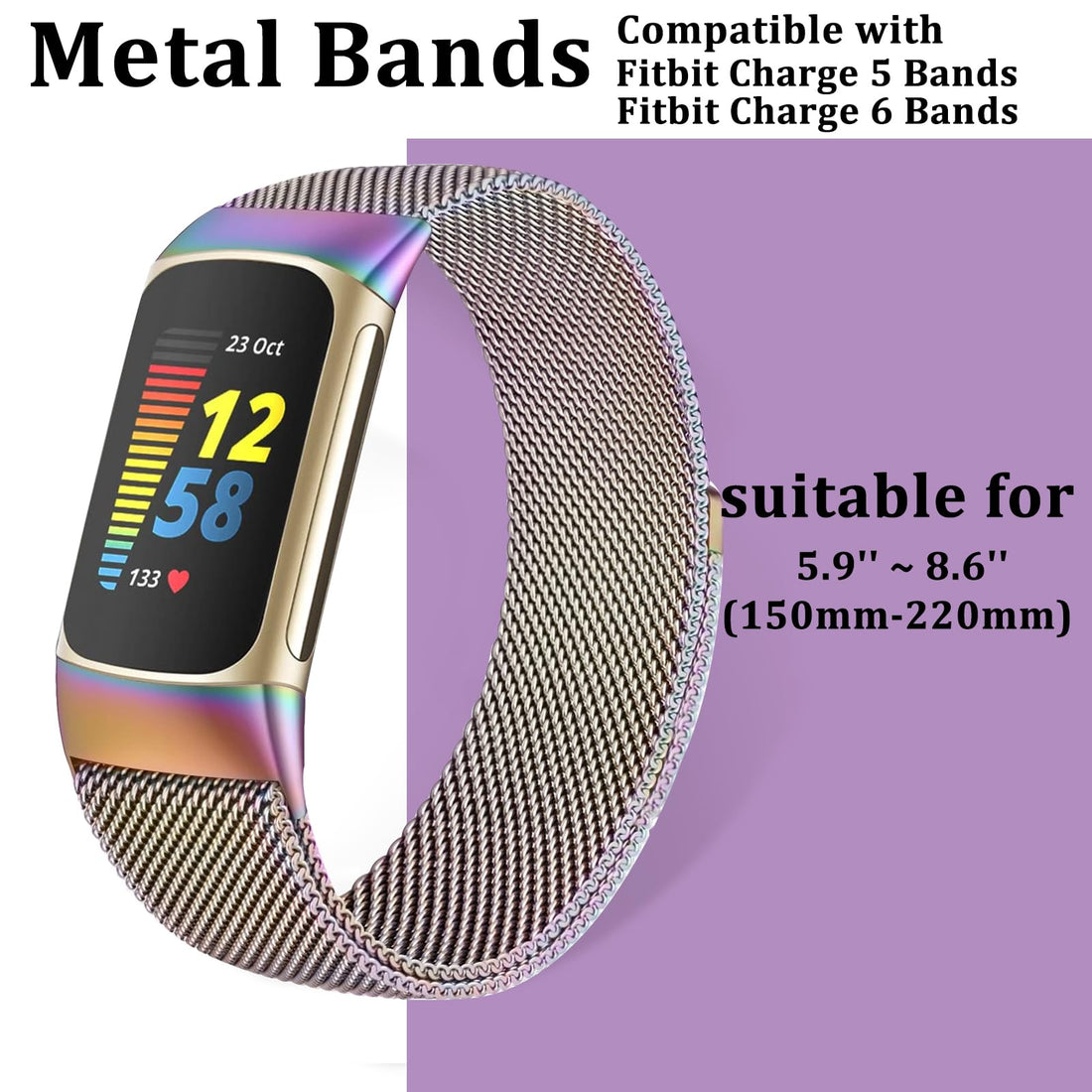 Surundo Fitbit  Metal Mesh Milanese Loop Adjustable Strap