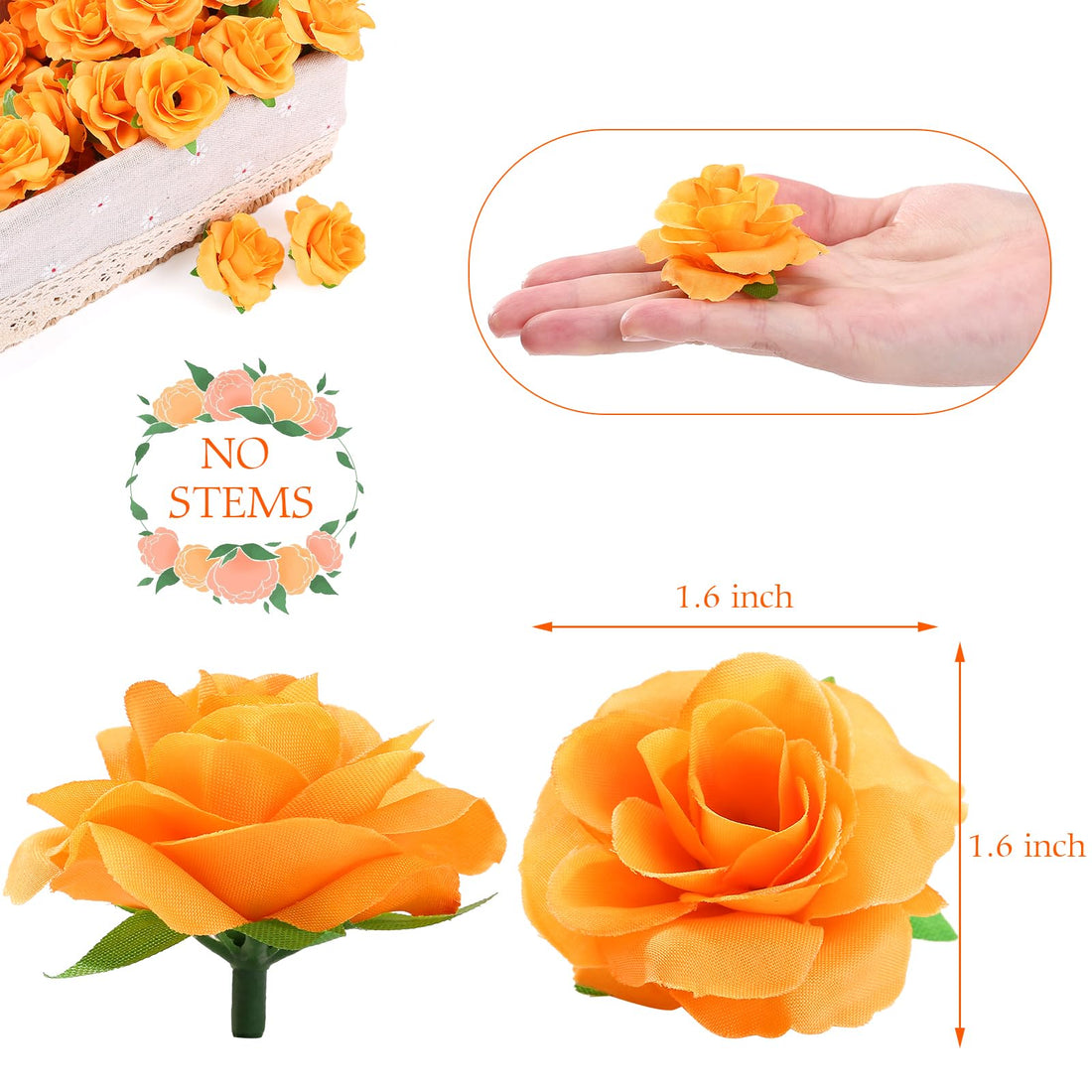 Kesoto 50pcs Red Roses Buds Artificial Flowers Bulk