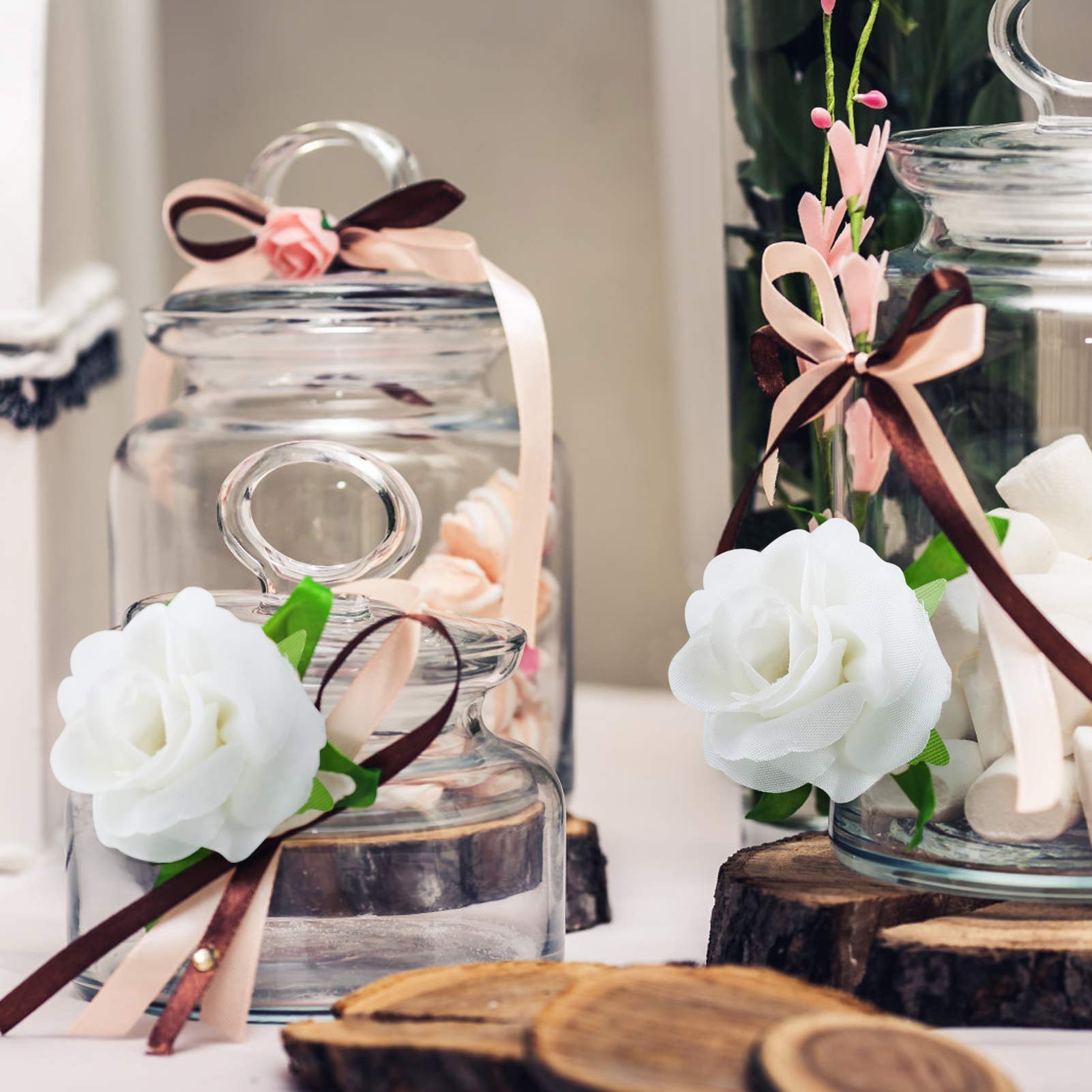 Kesoto 50pcs Red Roses Buds Artificial Flowers Bulk