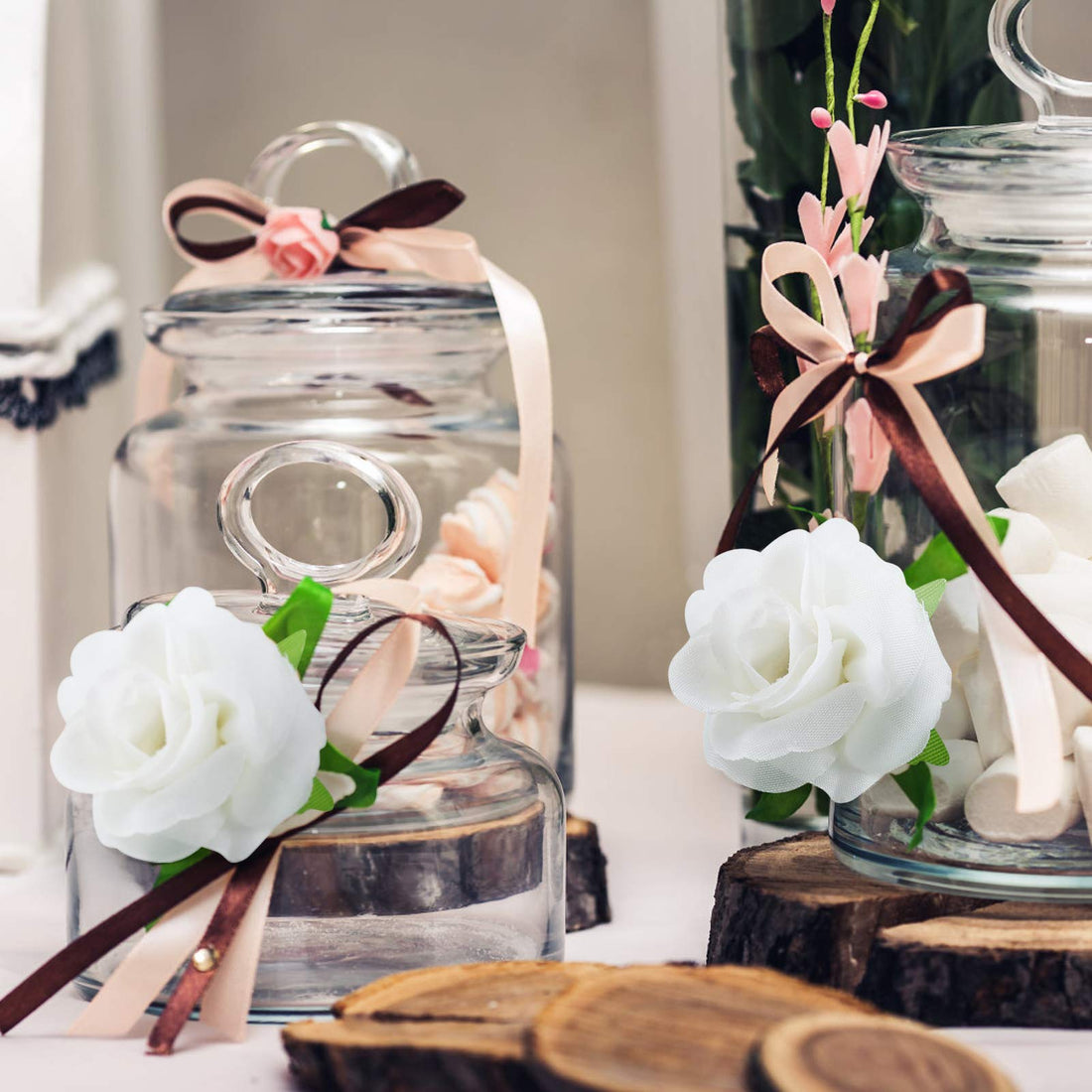 Kesoto 50pcs Red Roses Buds Artificial Flowers Bulk