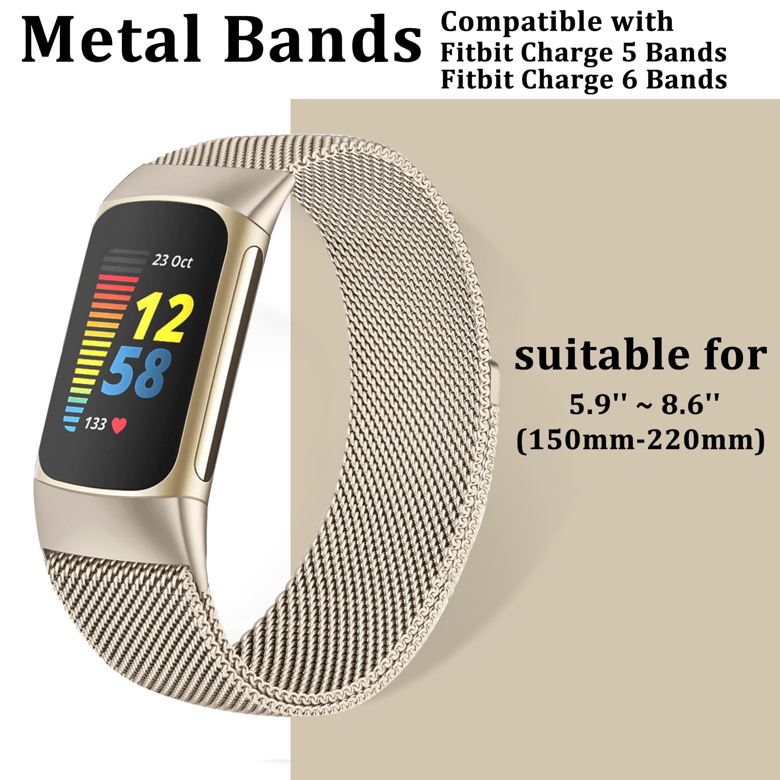 Surundo Fitbit  Metal Mesh Milanese Loop Adjustable Strap