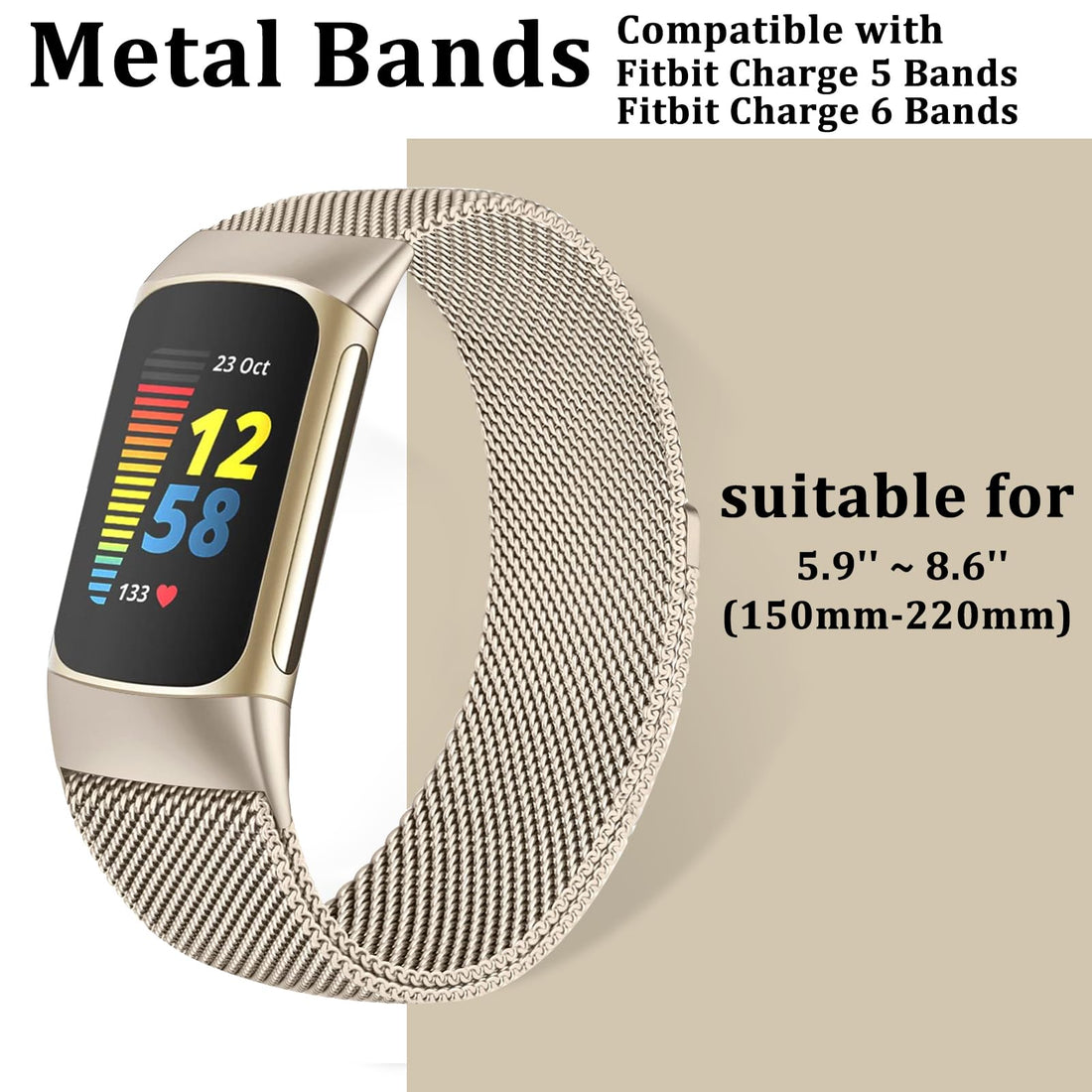 Surundo Fitbit  Metal Mesh Milanese Loop Adjustable Strap
