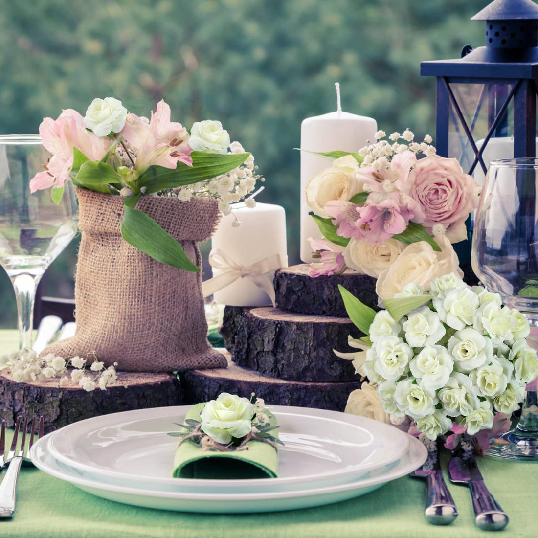 Kesoto 50pcs Red Roses Buds Artificial Flowers Bulk