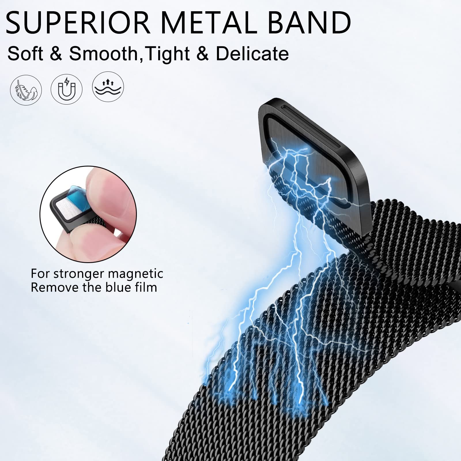 Surundo Fitbit  Metal Mesh Milanese Loop Adjustable Strap