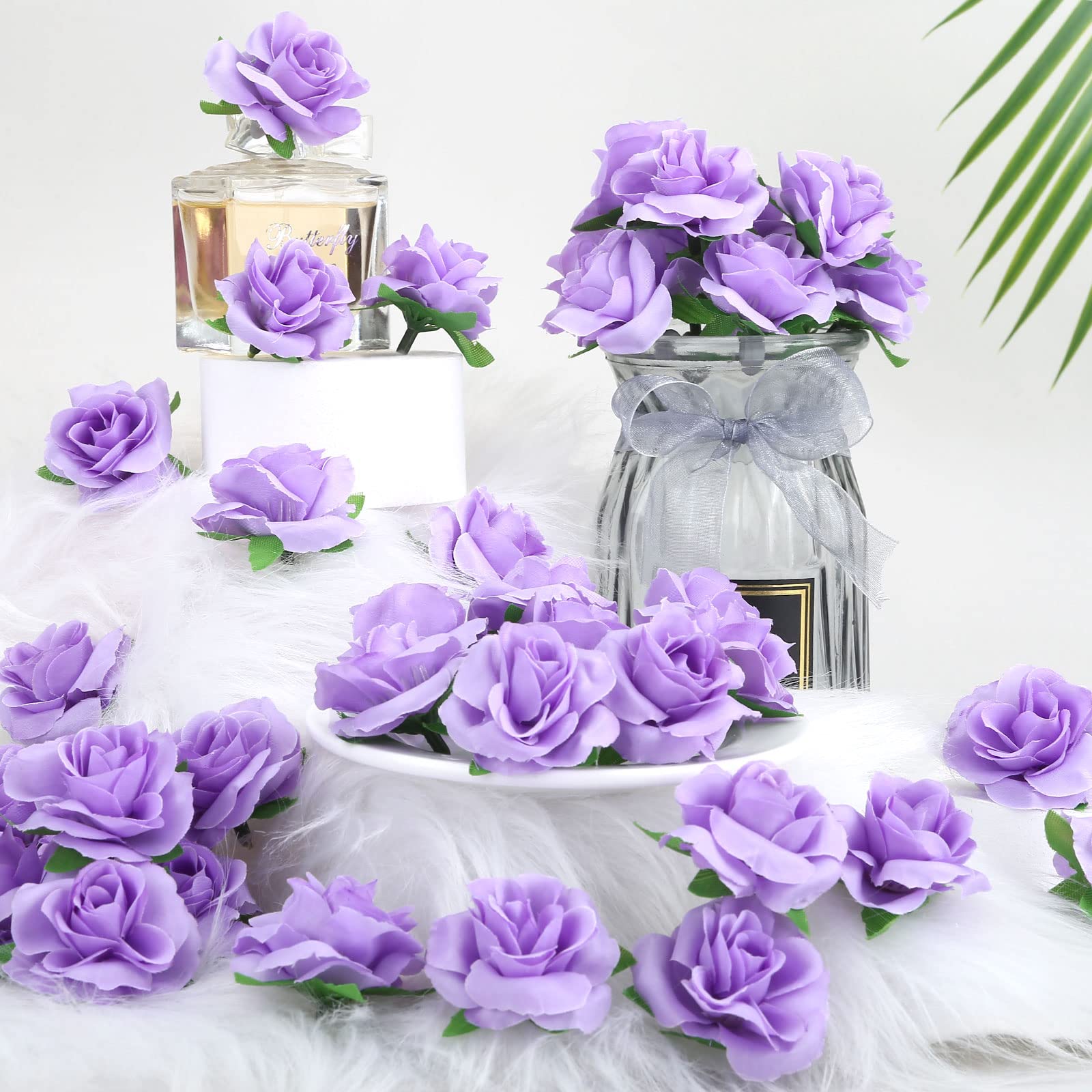 Kesoto 50pcs Red Roses Buds Artificial Flowers Bulk