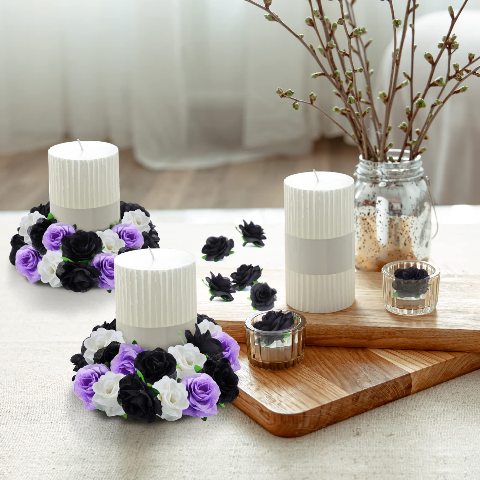 Kesoto 50pcs Red Roses Buds Artificial Flowers Bulk