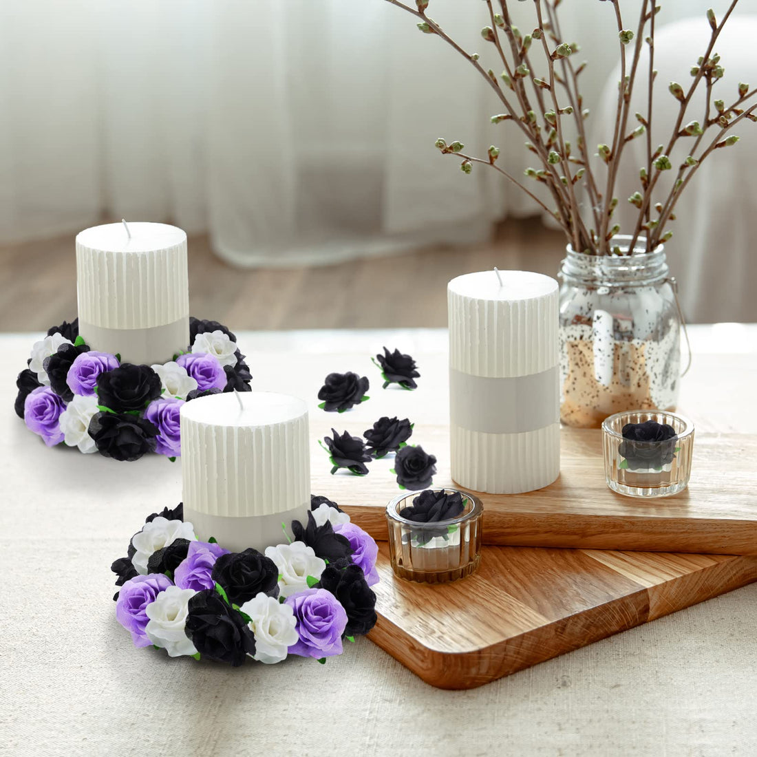 Kesoto 50pcs Red Roses Buds Artificial Flowers Bulk