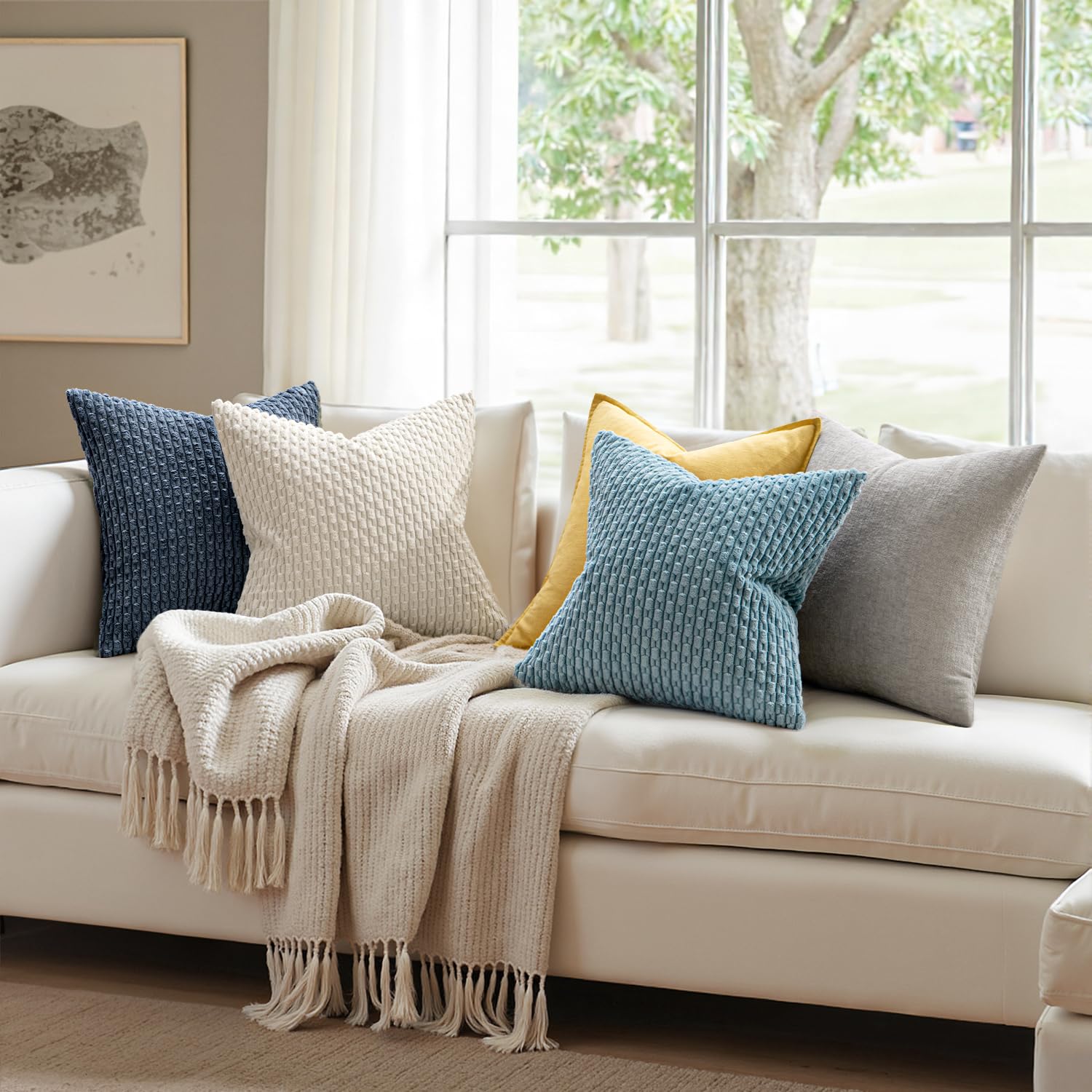 MIULEE Rust Throw Pillow Covers Soft Corduroy Decorative Set of 2