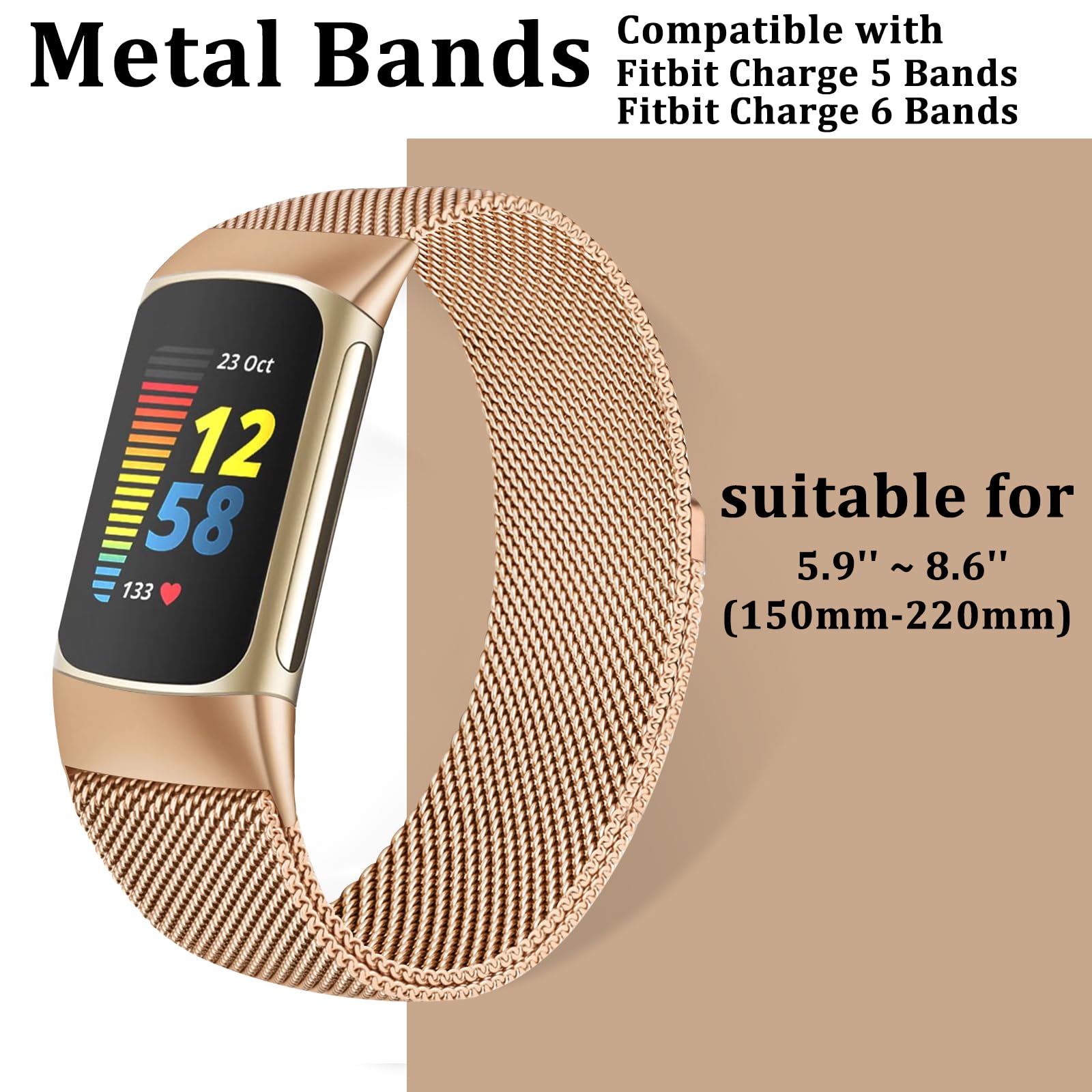 Surundo Fitbit  Metal Mesh Milanese Loop Adjustable Strap