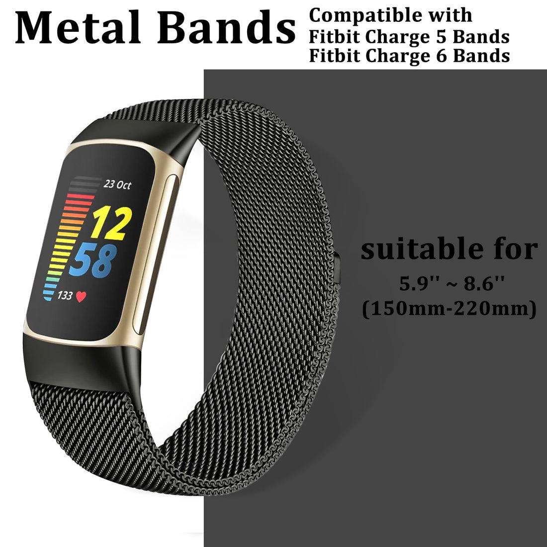 Surundo Fitbit  Metal Mesh Milanese Loop Adjustable Strap