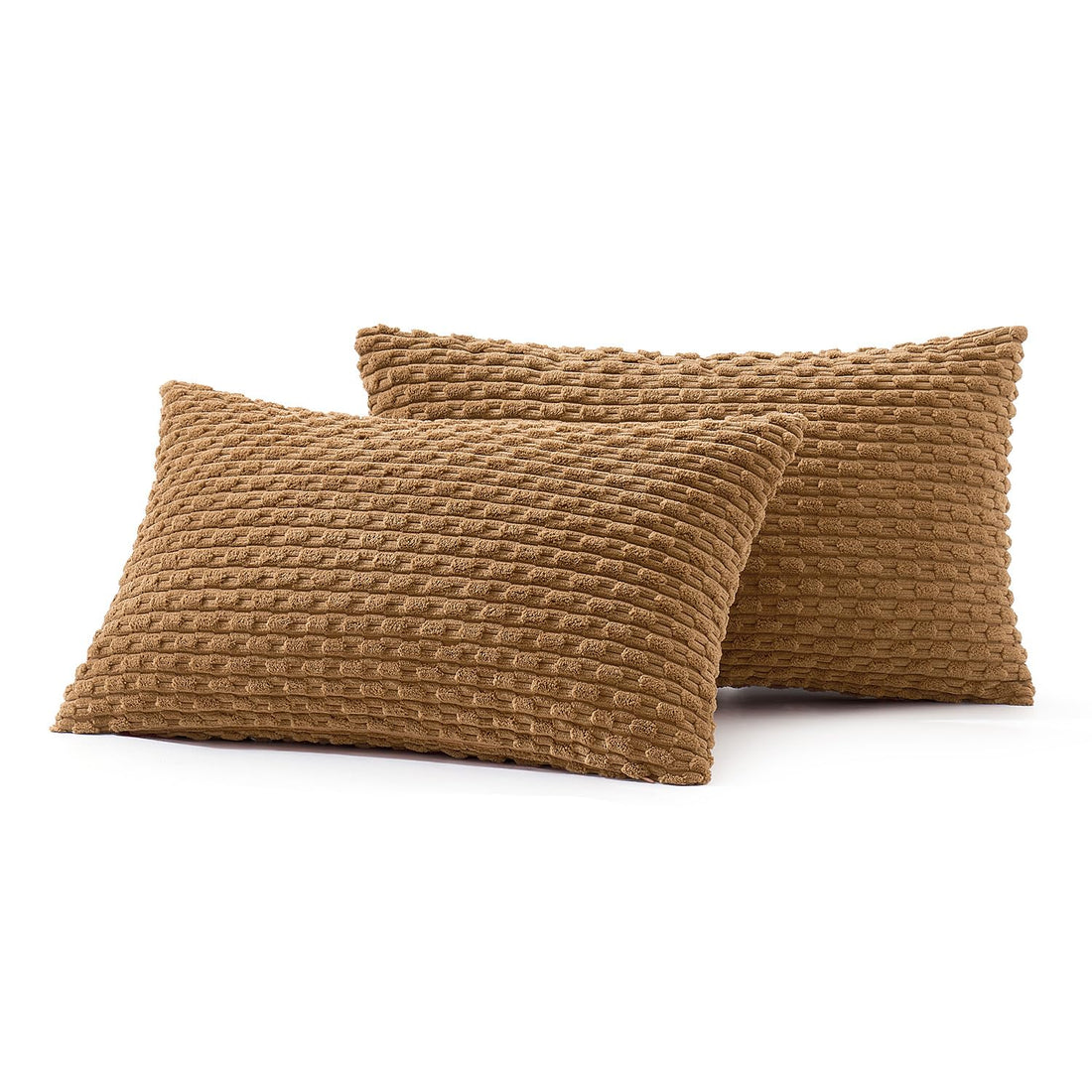 MIULEE Rust Throw Pillow Covers Soft Corduroy Decorative Set of 2