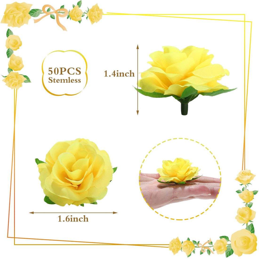 Kesoto 50pcs Red Roses Buds Artificial Flowers Bulk