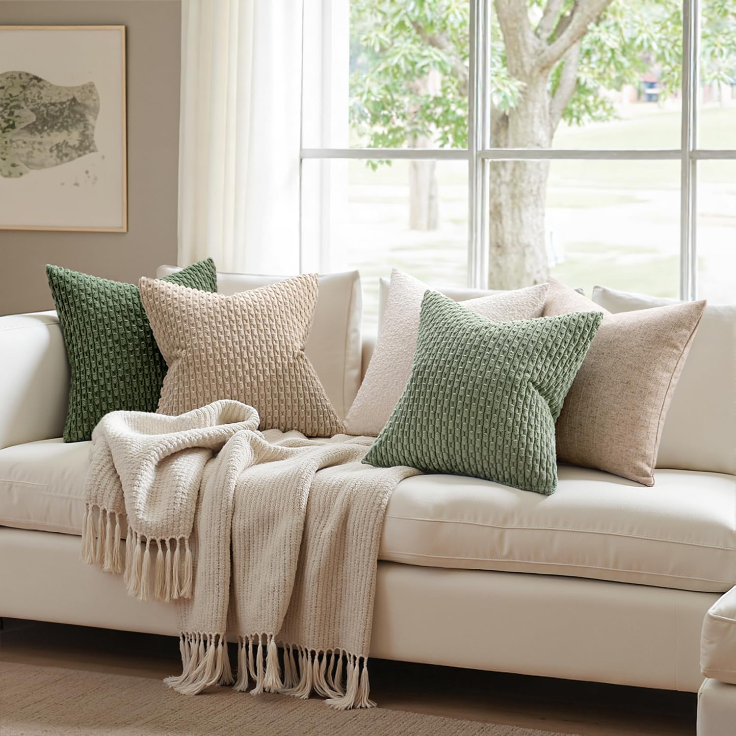 MIULEE Rust Throw Pillow Covers Soft Corduroy Decorative Set of 2