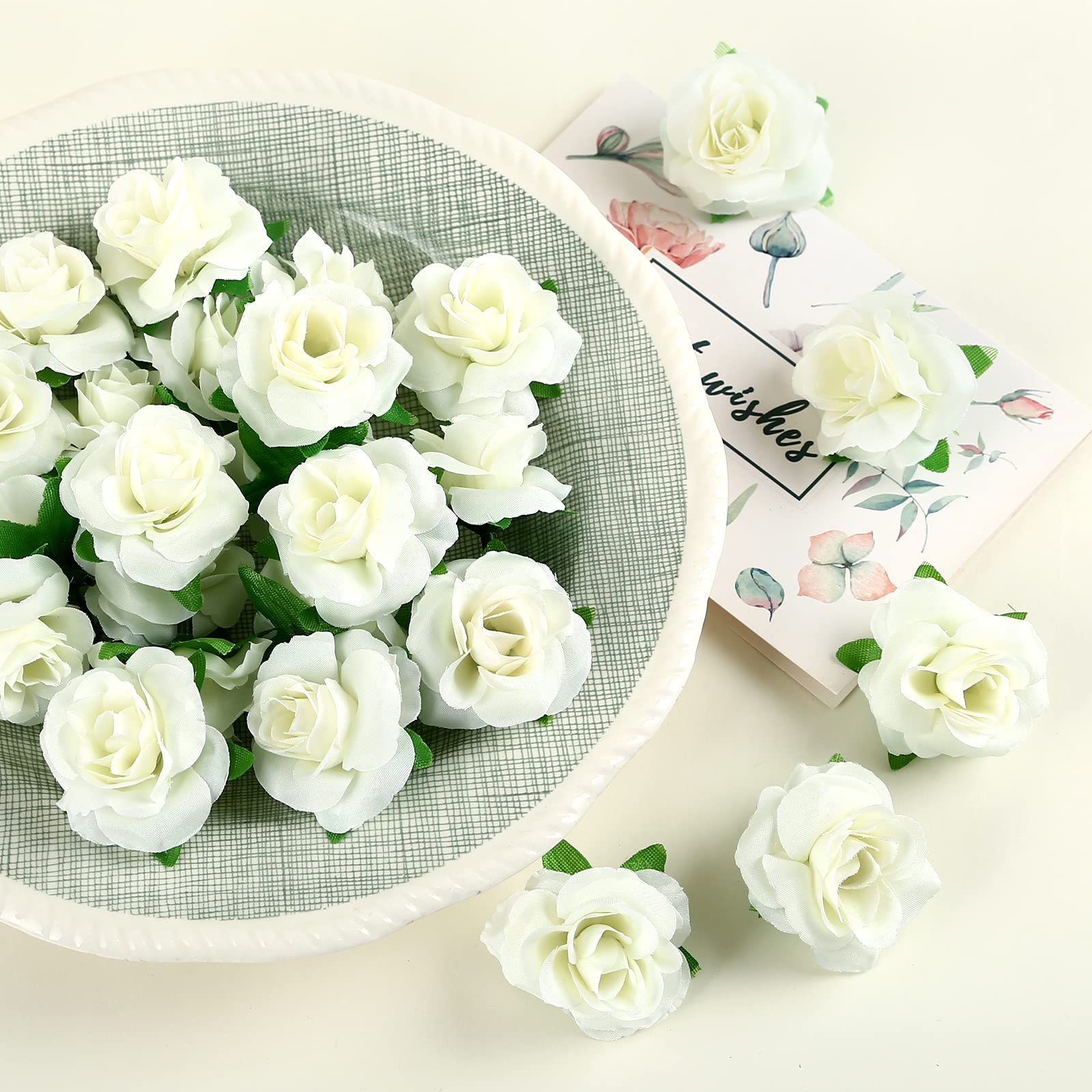 Kesoto 50pcs Red Roses Buds Artificial Flowers Bulk