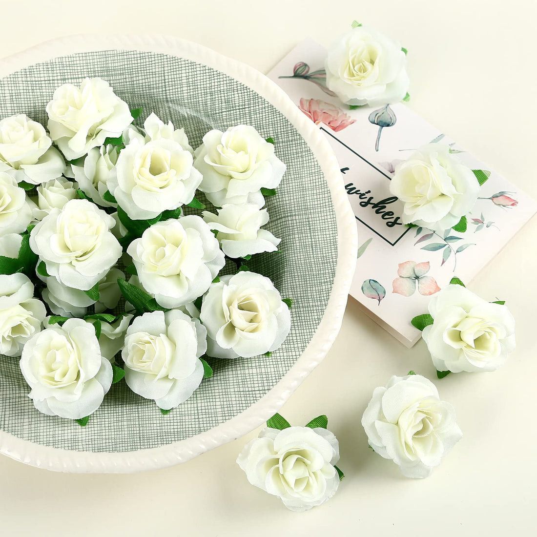 Kesoto 50pcs Red Roses Buds Artificial Flowers Bulk