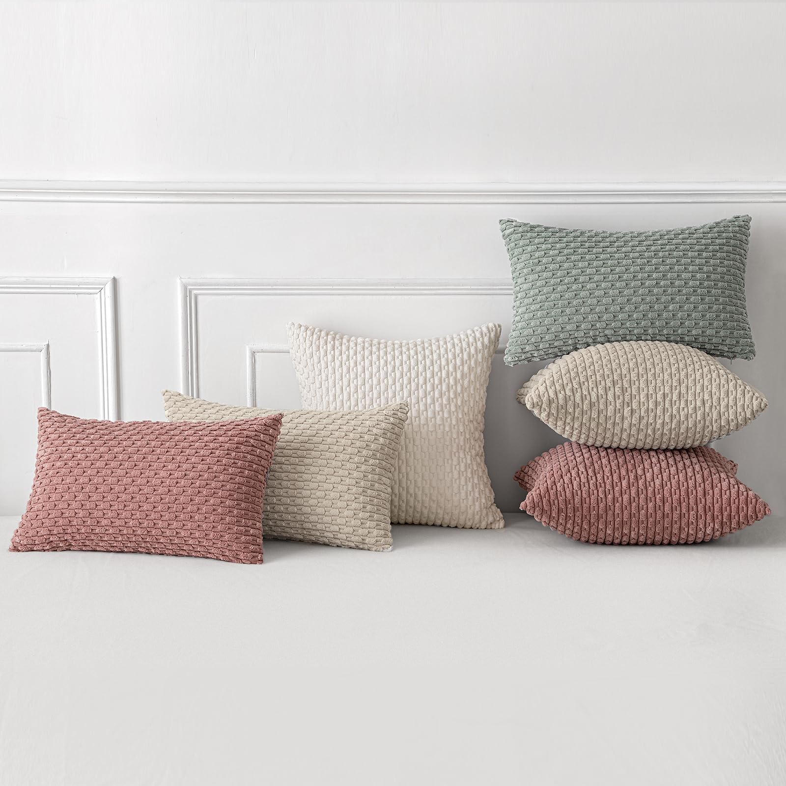 MIULEE Rust Throw Pillow Covers Soft Corduroy Decorative Set of 2