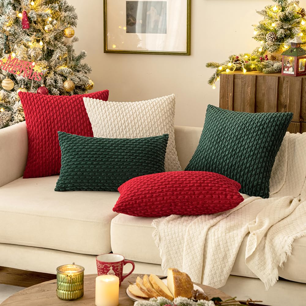 MIULEE Rust Throw Pillow Covers Soft Corduroy Decorative Set of 2