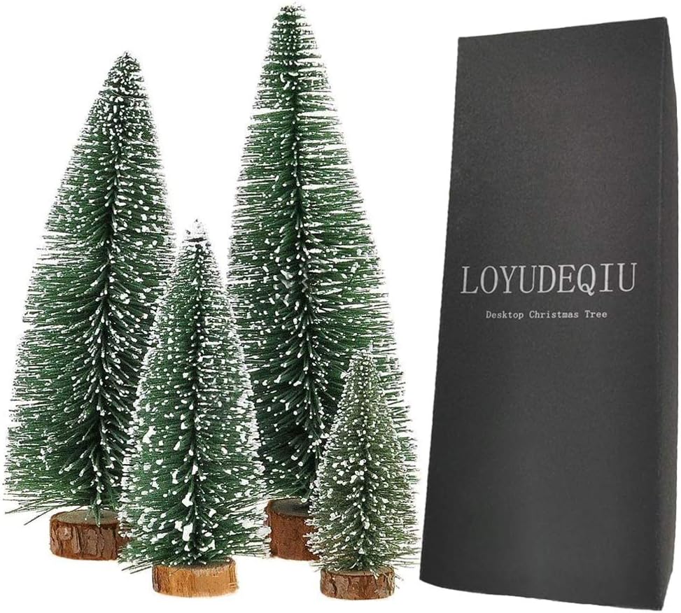 Desktop Mini Pine Tree Tabletop Christmas Decor 4 Pack Green