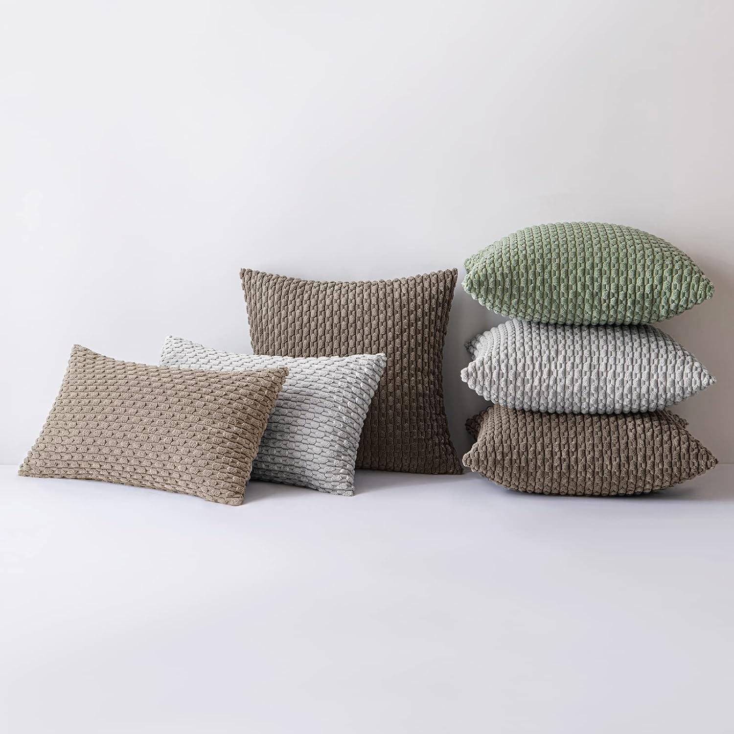 MIULEE Rust Throw Pillow Covers Soft Corduroy Decorative Set of 2