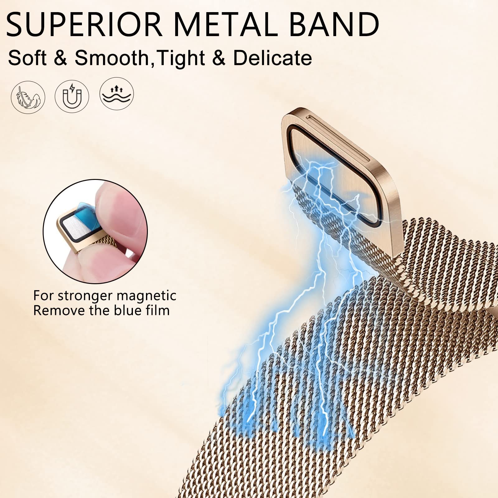 Surundo Fitbit  Metal Mesh Milanese Loop Adjustable Strap