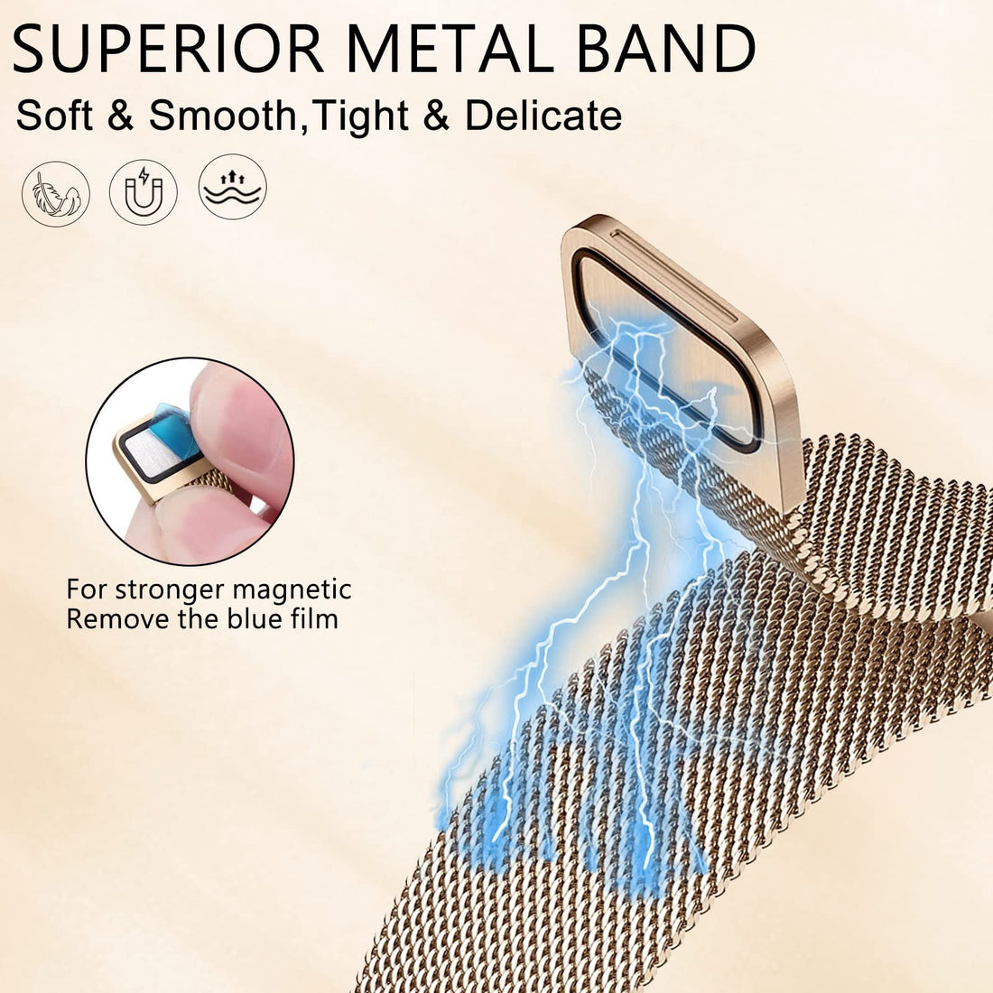 Surundo Fitbit  Metal Mesh Milanese Loop Adjustable Strap