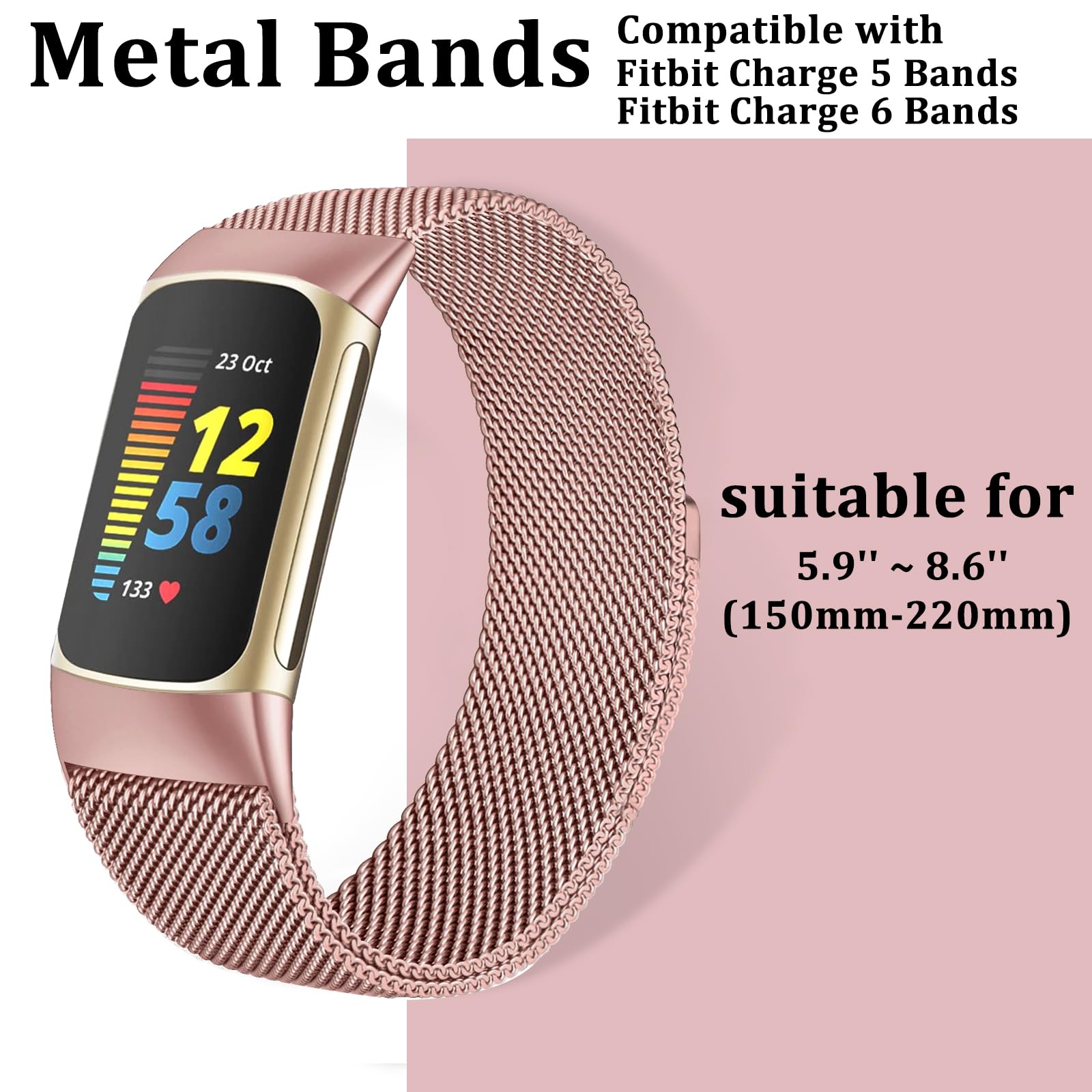 Surundo Fitbit  Metal Mesh Milanese Loop Adjustable Strap
