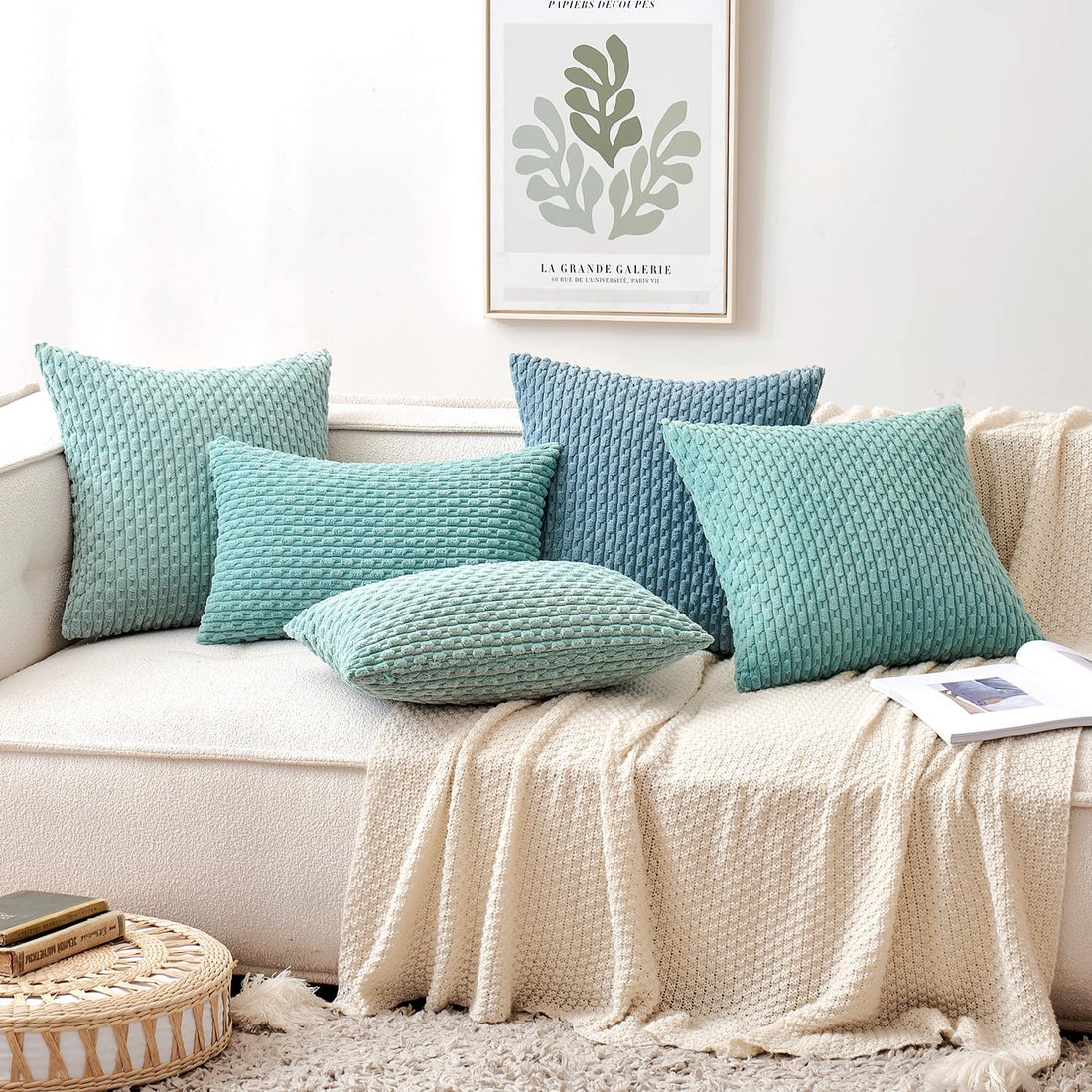 MIULEE Rust Throw Pillow Covers Soft Corduroy Decorative Set of 2