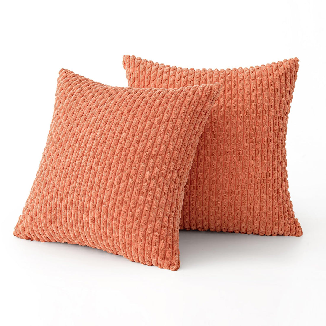 MIULEE Rust Throw Pillow Covers Soft Corduroy Decorative Set of 2