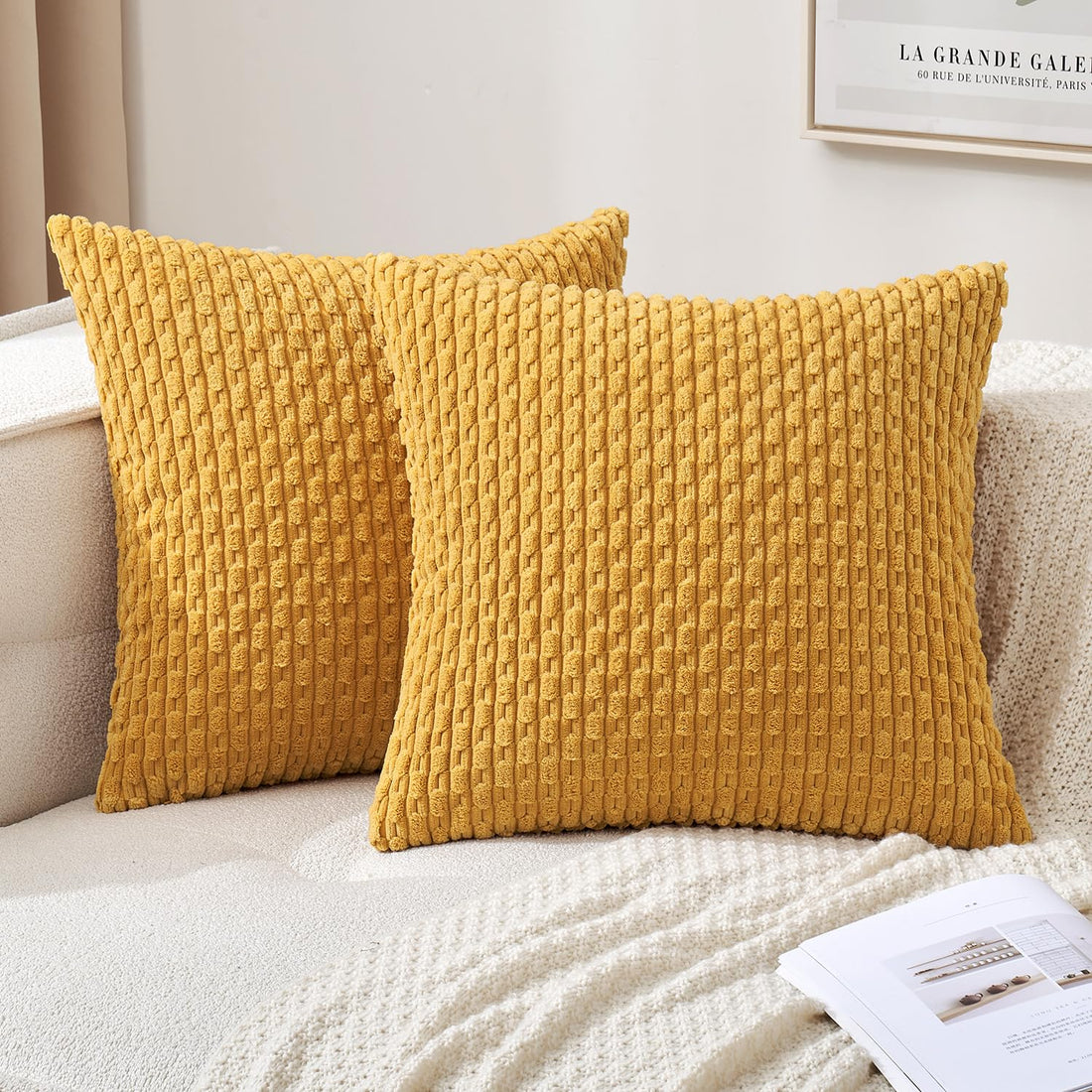 MIULEE Rust Throw Pillow Covers Soft Corduroy Decorative Set of 2