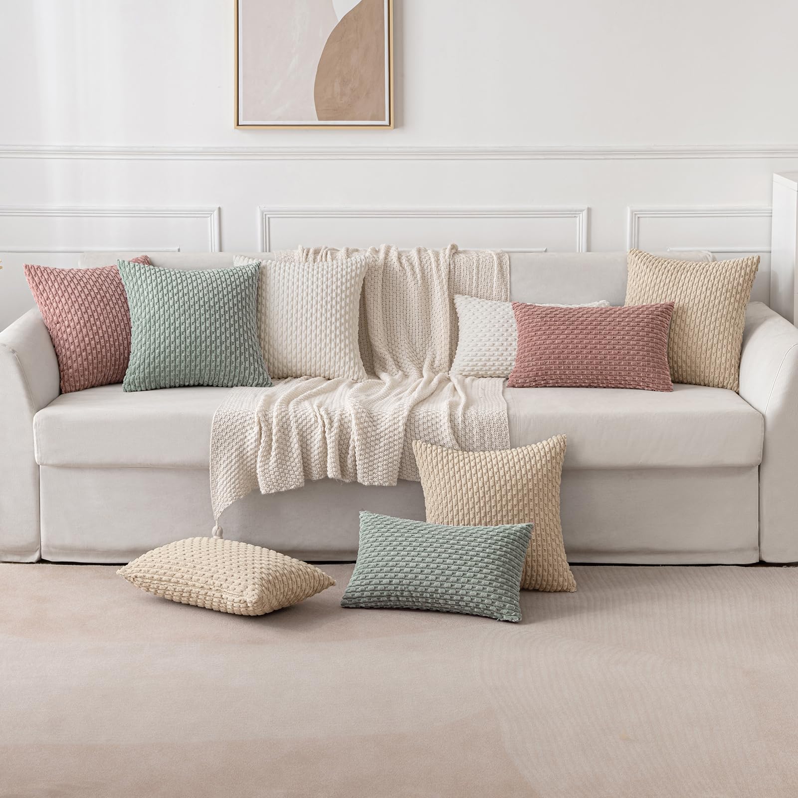 MIULEE Rust Throw Pillow Covers Soft Corduroy Decorative Set of 2