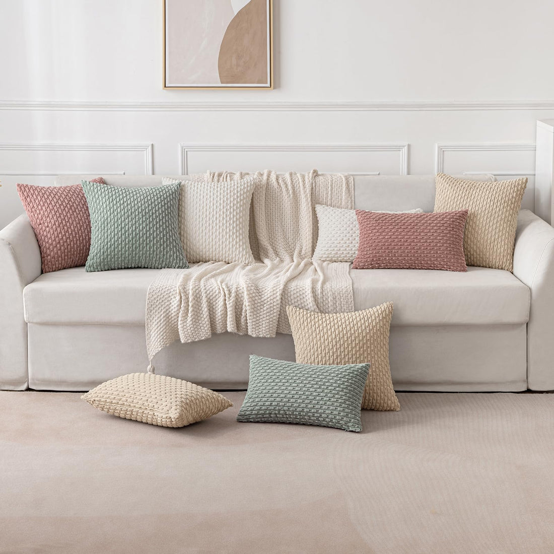 MIULEE Rust Throw Pillow Covers Soft Corduroy Decorative Set of 2