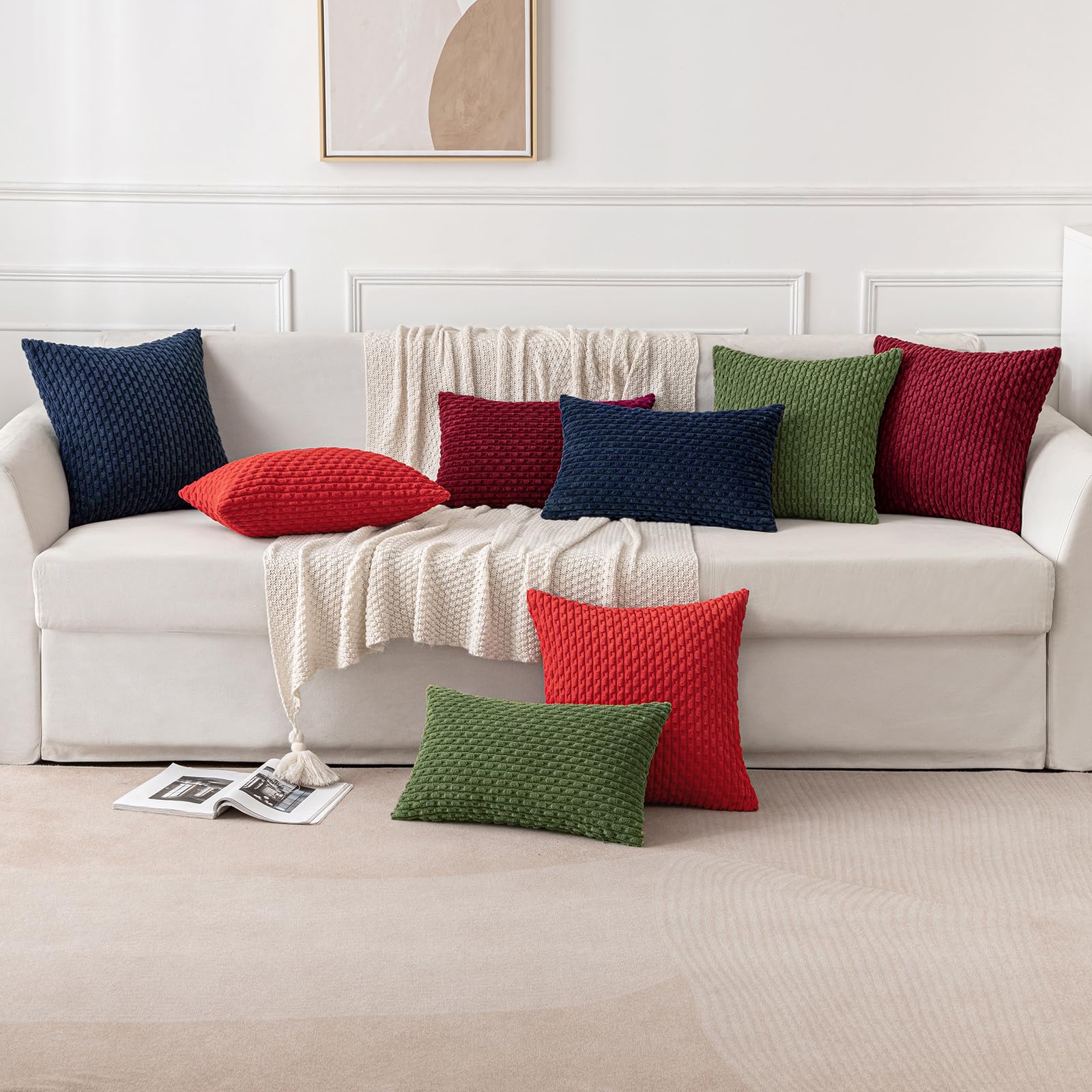 MIULEE Rust Throw Pillow Covers Soft Corduroy Decorative Set of 2