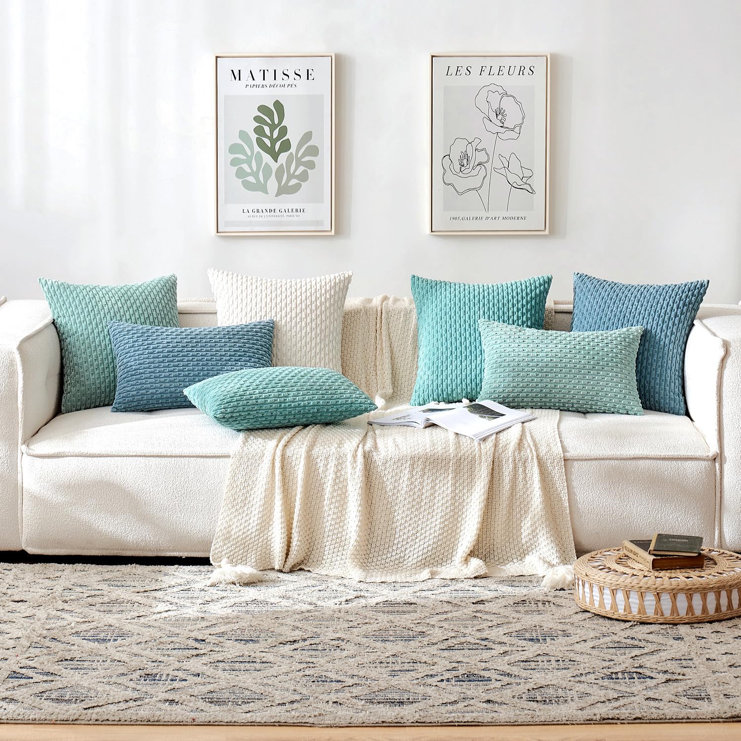 MIULEE Rust Throw Pillow Covers Soft Corduroy Decorative Set of 2