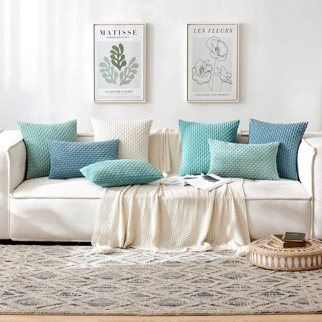 MIULEE Rust Throw Pillow Covers Soft Corduroy Decorative Set of 2