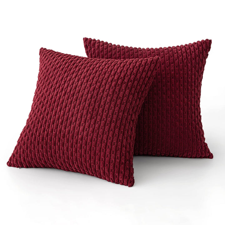 MIULEE Rust Throw Pillow Covers Soft Corduroy Decorative Set of 2