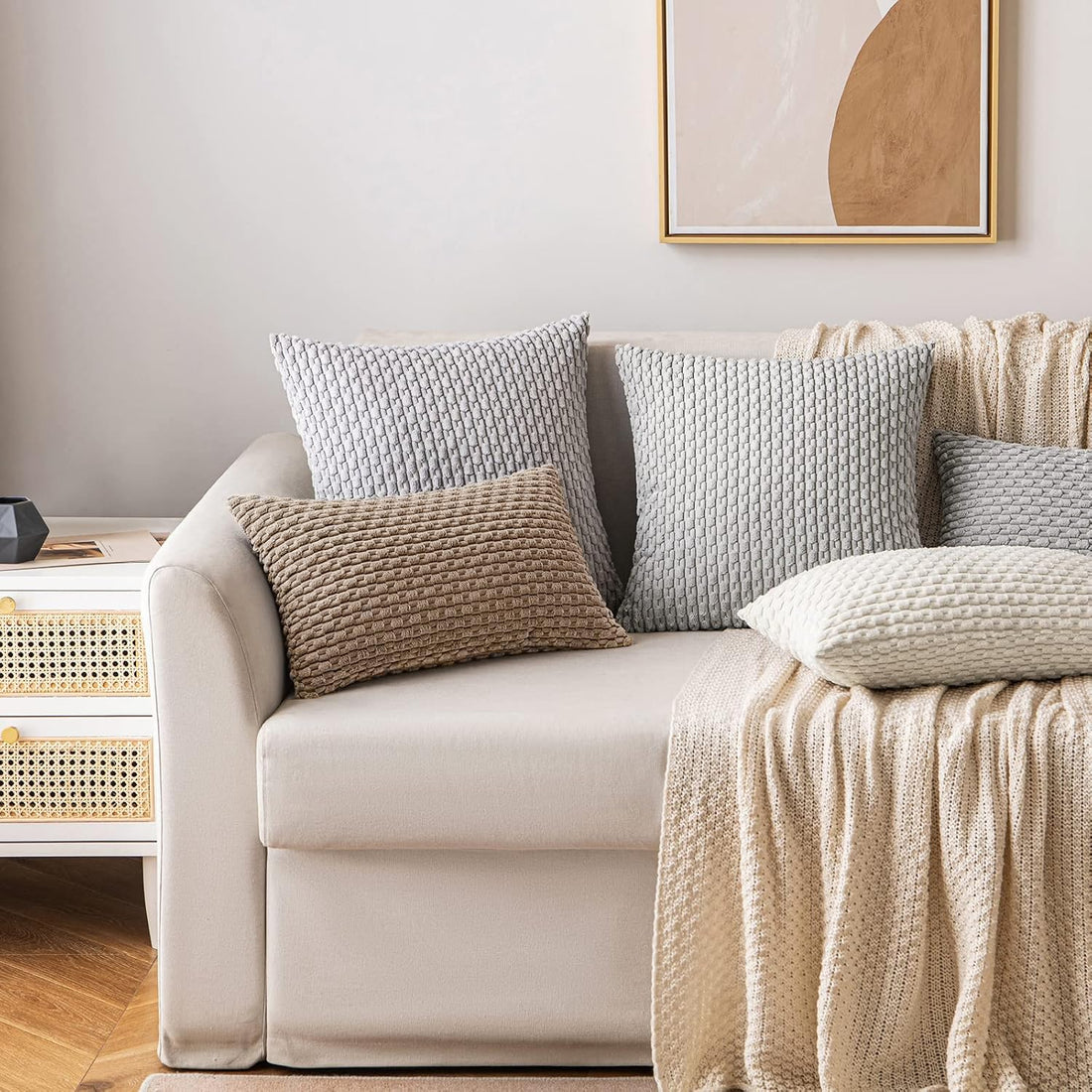 MIULEE Rust Throw Pillow Covers Soft Corduroy Decorative Set of 2