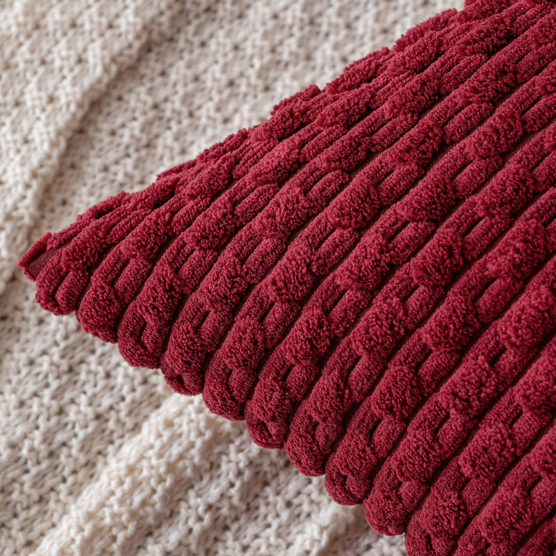 MIULEE Rust Throw Pillow Covers Soft Corduroy Decorative Set of 2