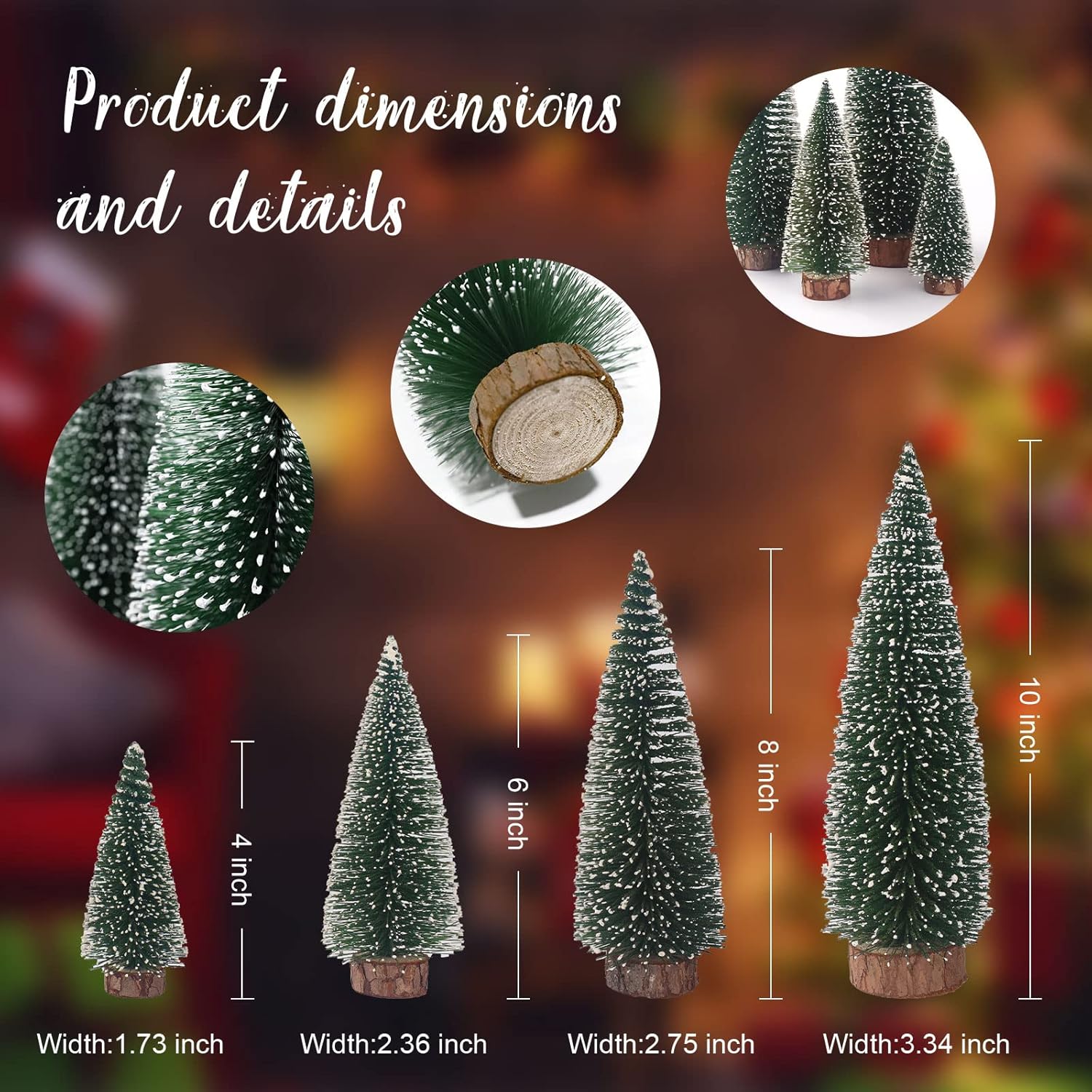 Desktop Mini Pine Tree Tabletop Christmas Decor 4 Pack Green